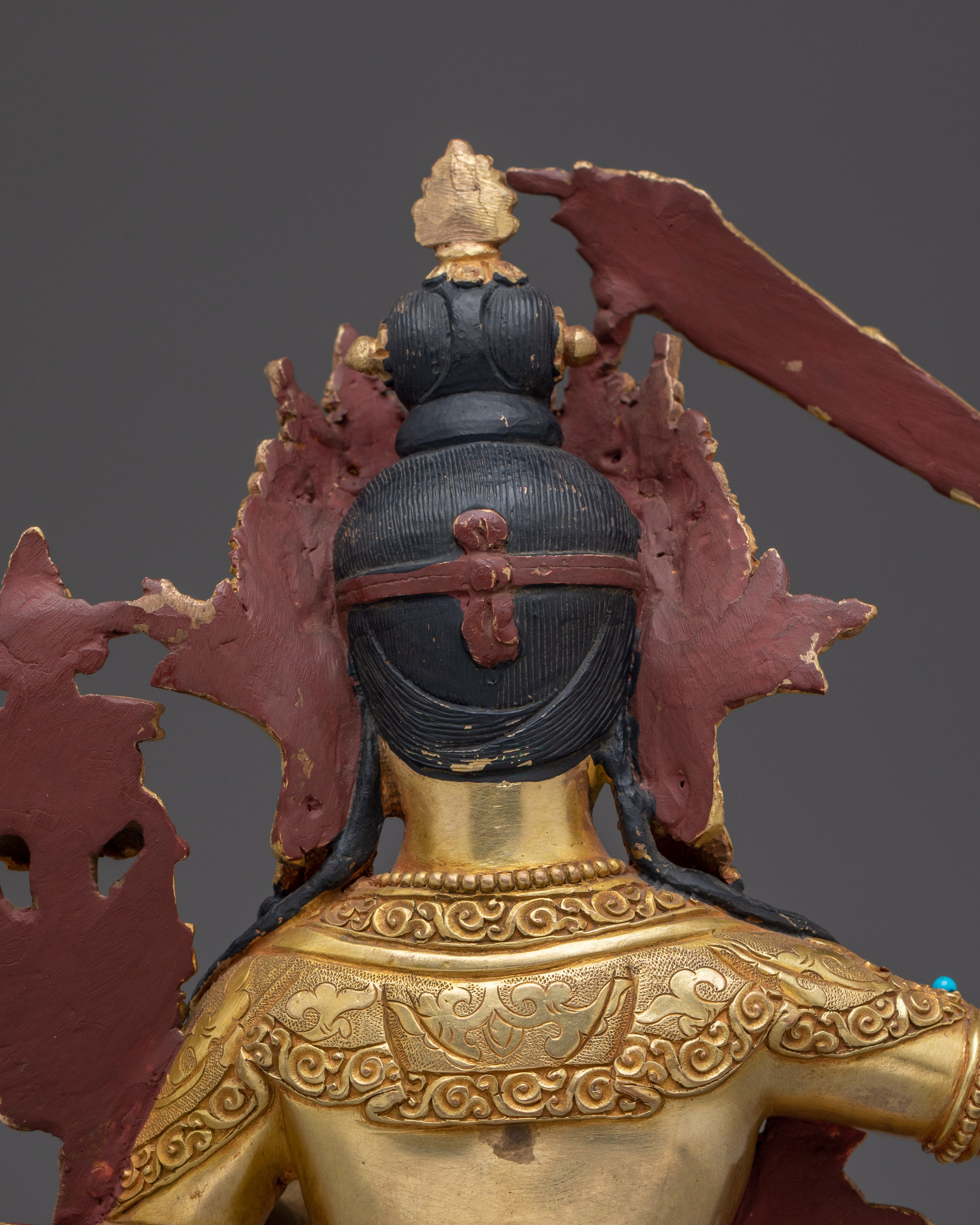 Gold Gilded Copper Manjushri Statue | Buddhist Deity for Wisdom