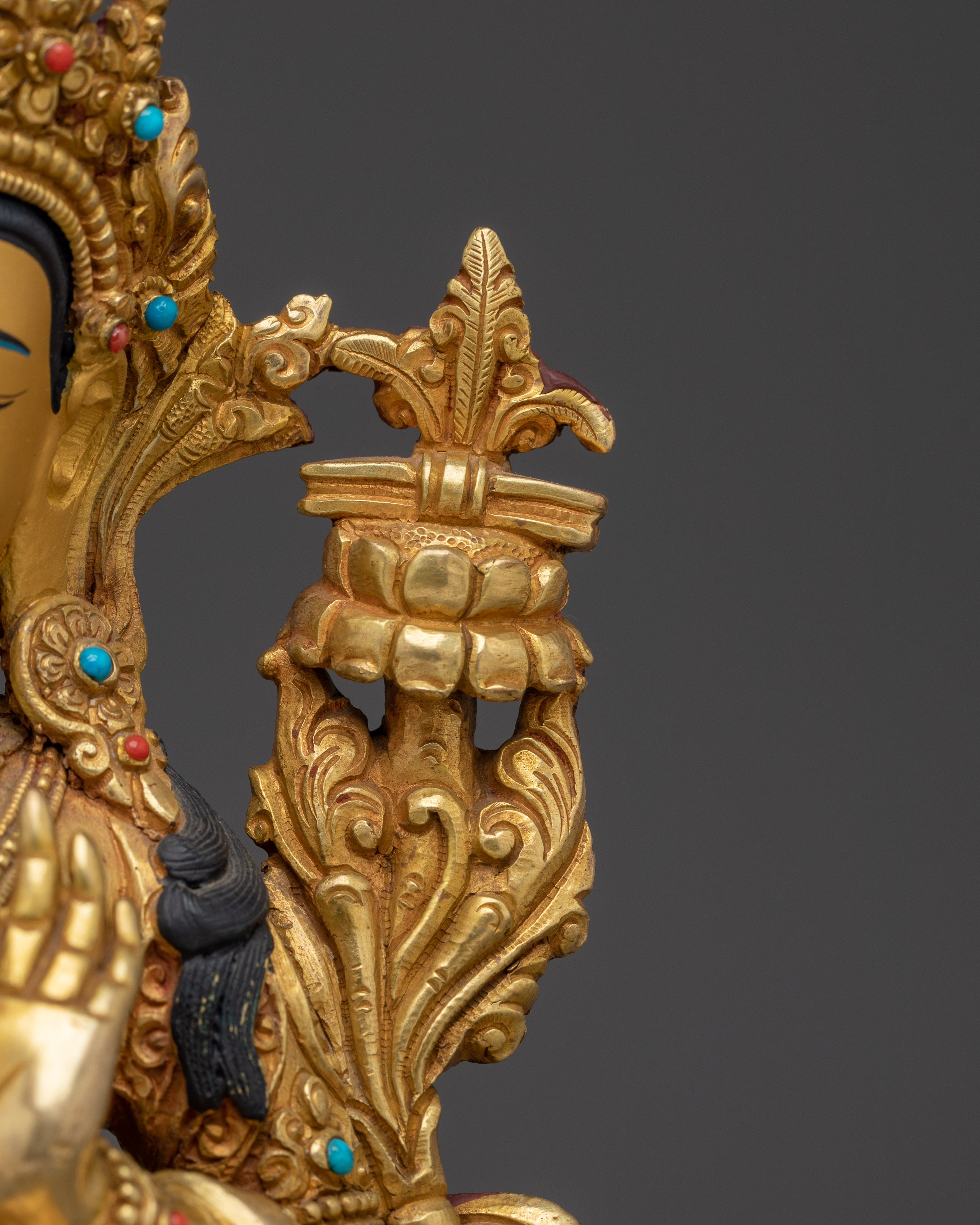 Gold Gilded Copper Manjushri Statue | Buddhist Deity for Wisdom