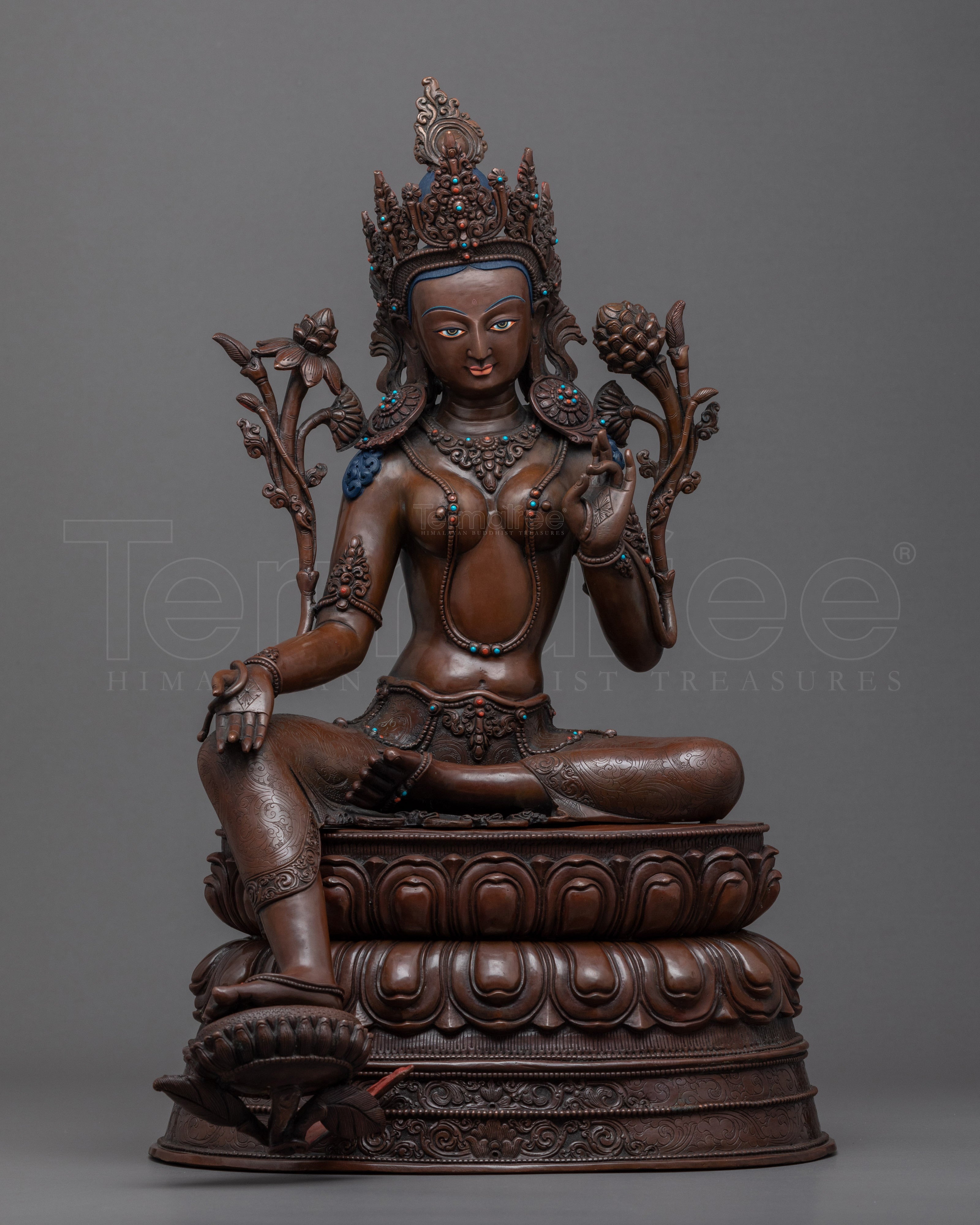 Green Tara Garden Statue | Hand-Carved Buddhist Sculpture