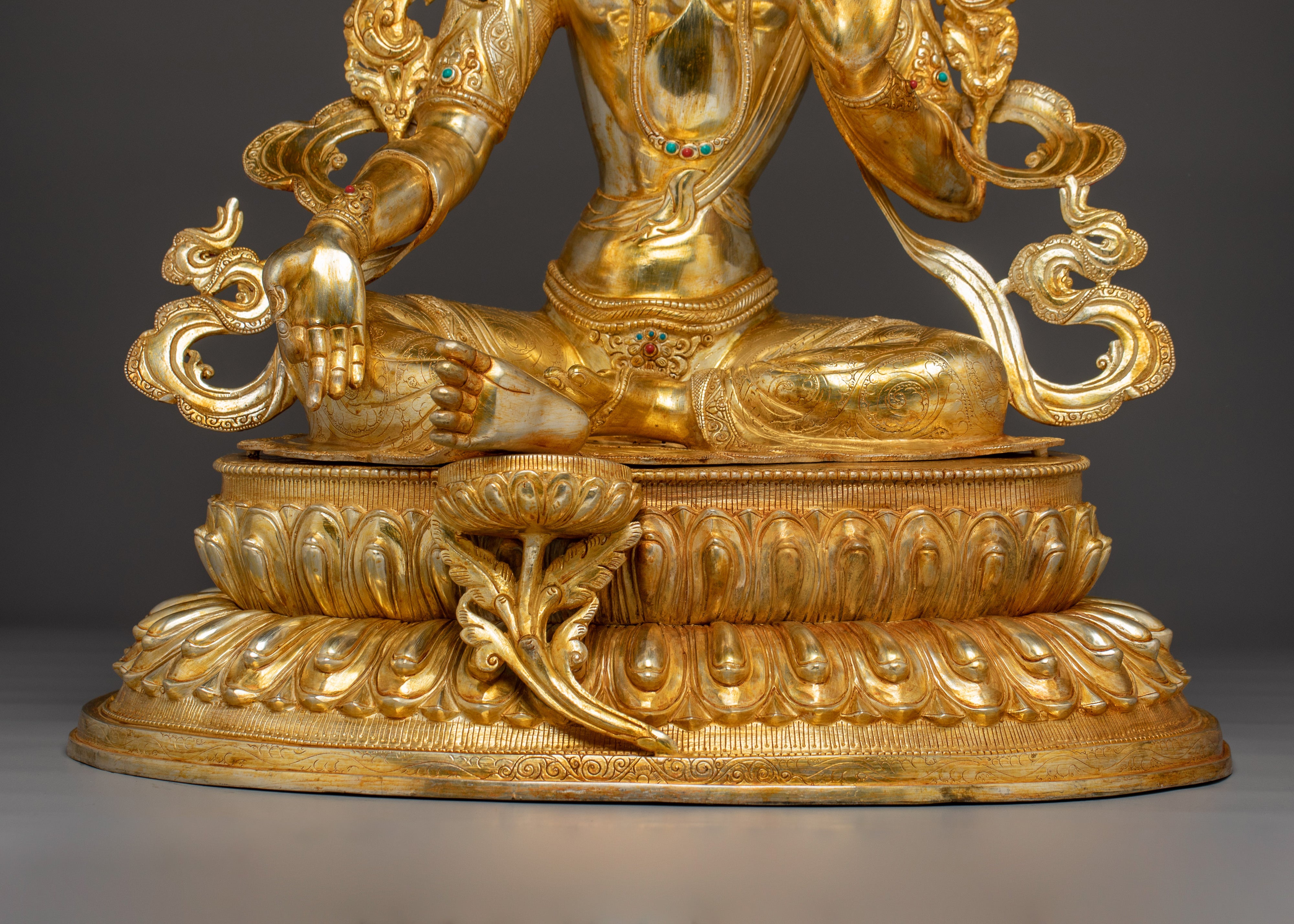 Divine Bodhisattva Green Tara Golden Statue for Meditation and Decor