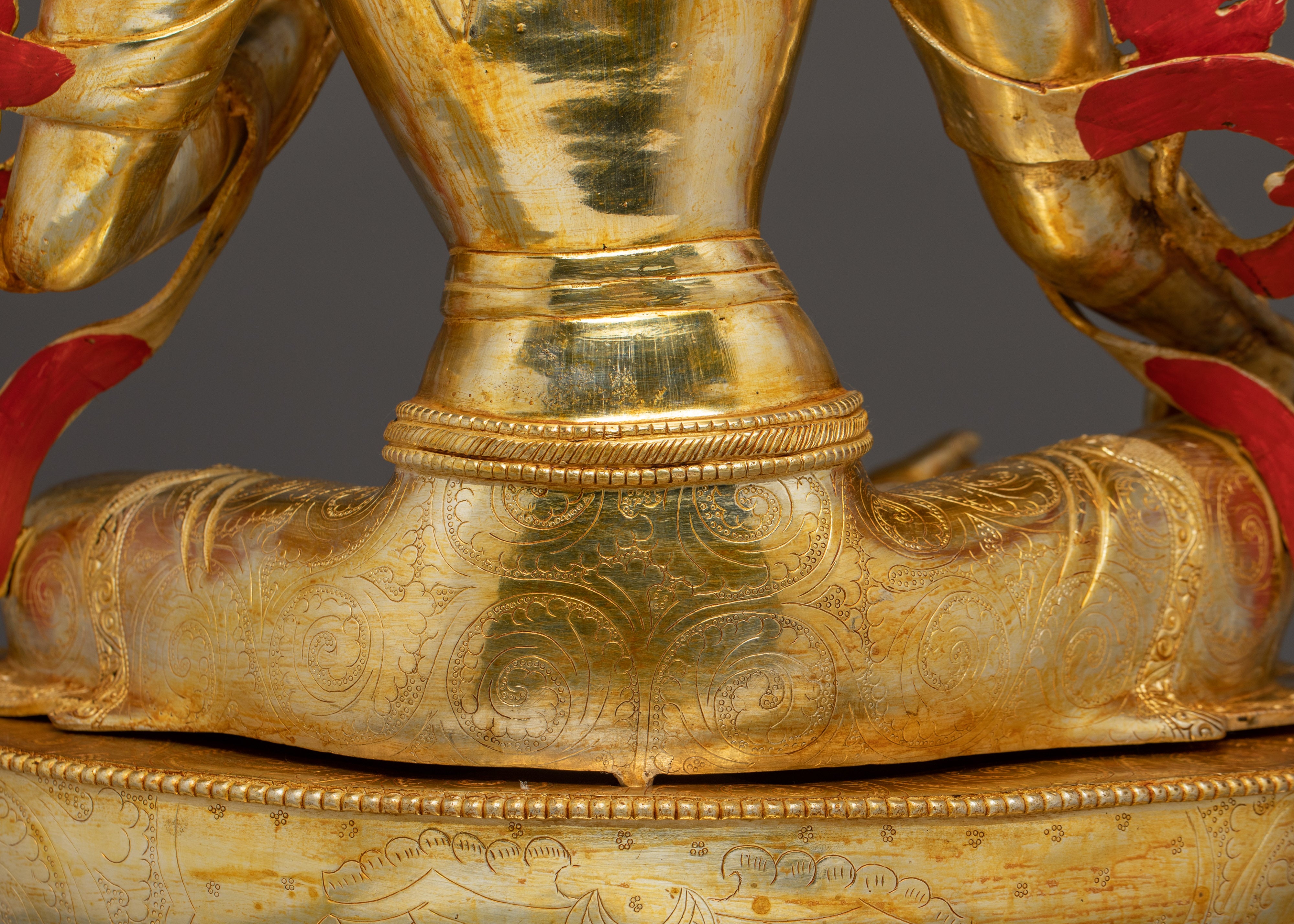 Divine Bodhisattva Green Tara Golden Statue for Meditation and Decor