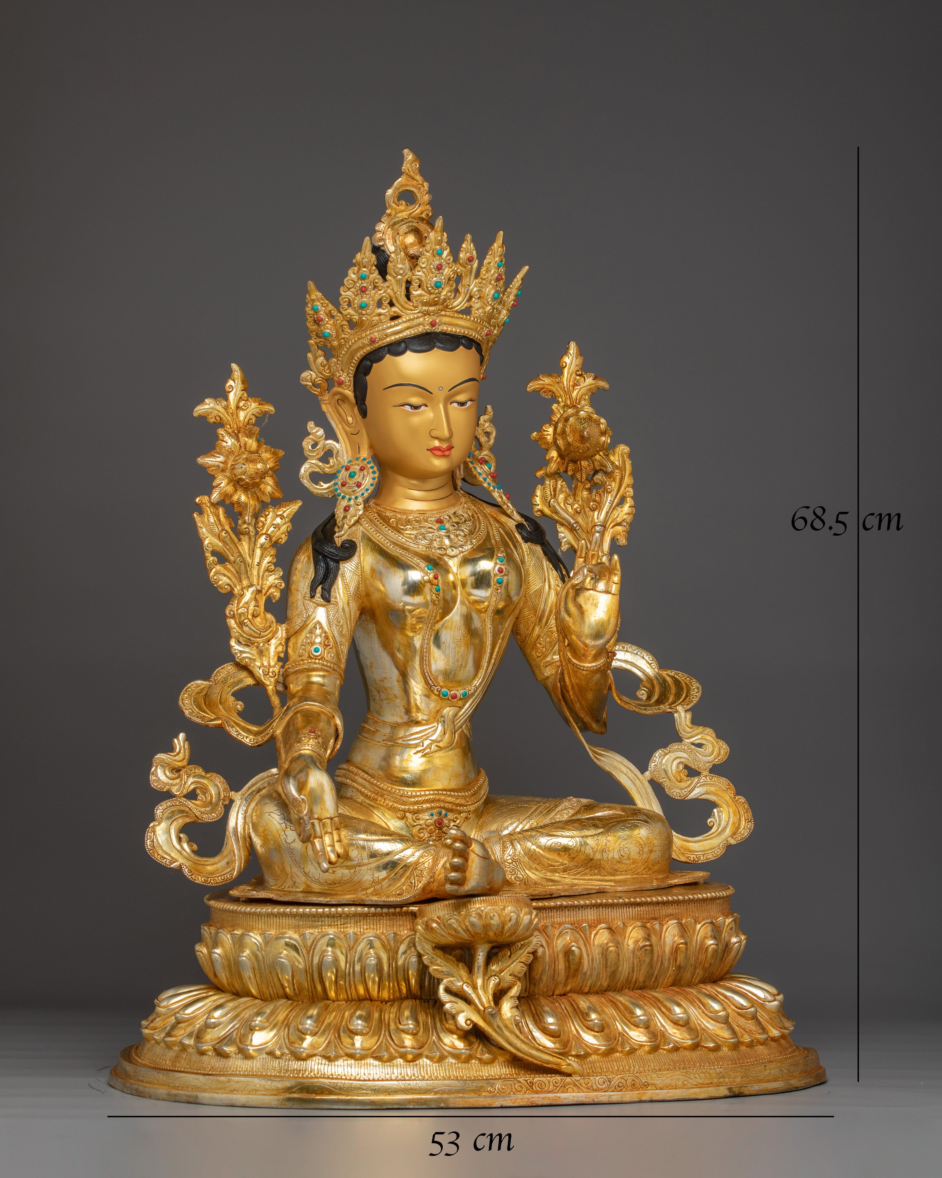 Divine Bodhisattva Green Tara Golden Statue for Meditation and Decor