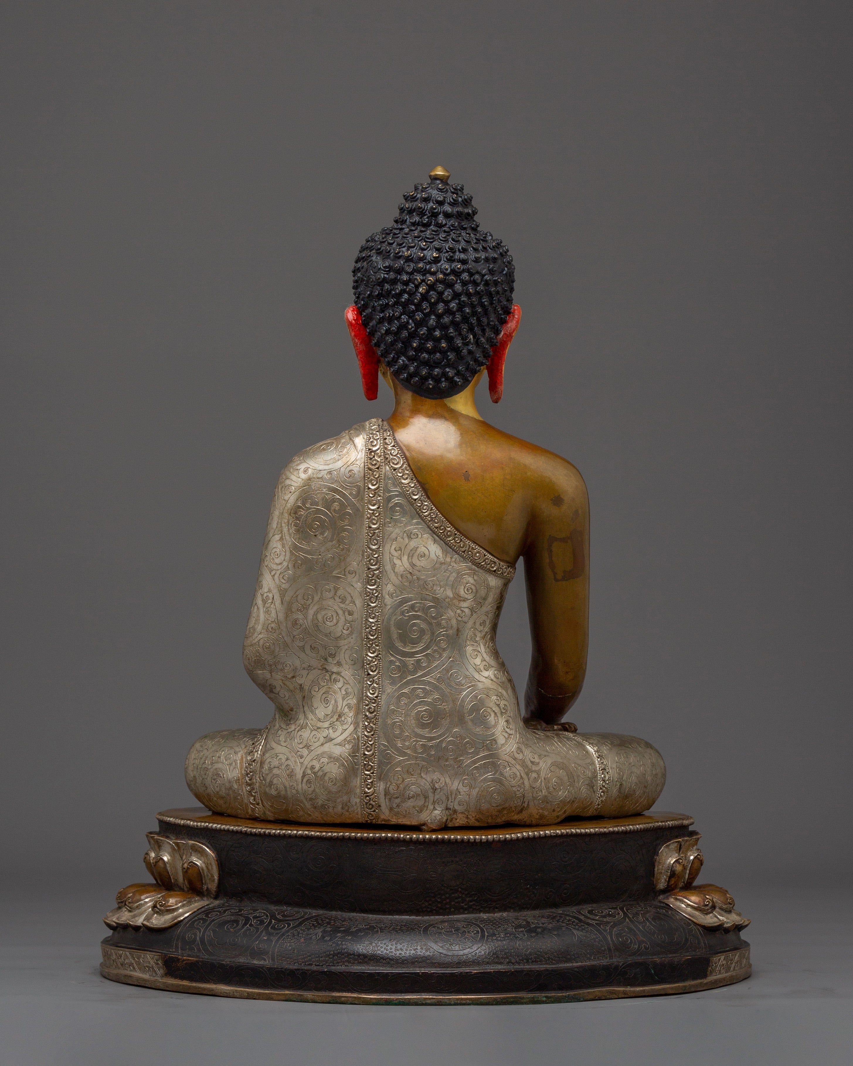 Silver and Copper Shakyamuni Buddha Statue | Symbol of Enlightenment