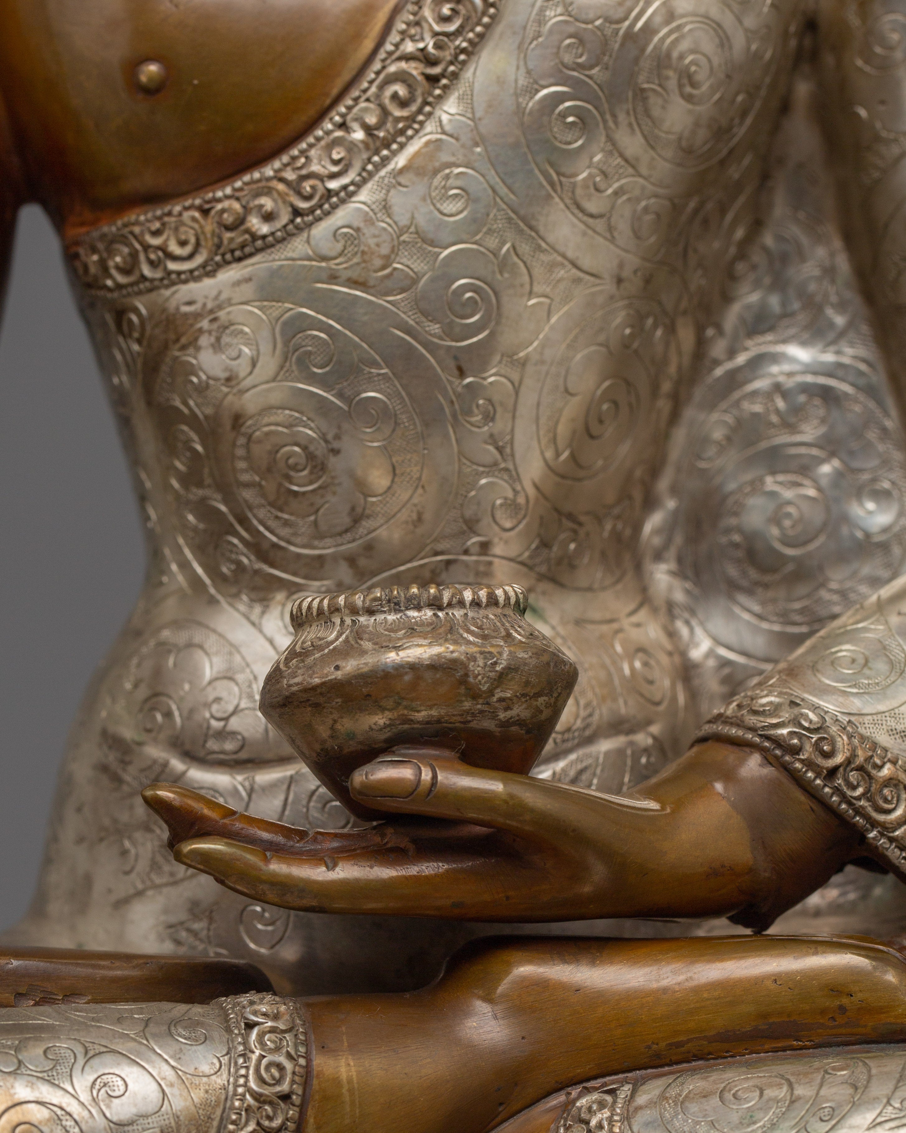Silver and Copper Shakyamuni Buddha Statue | Symbol of Enlightenment