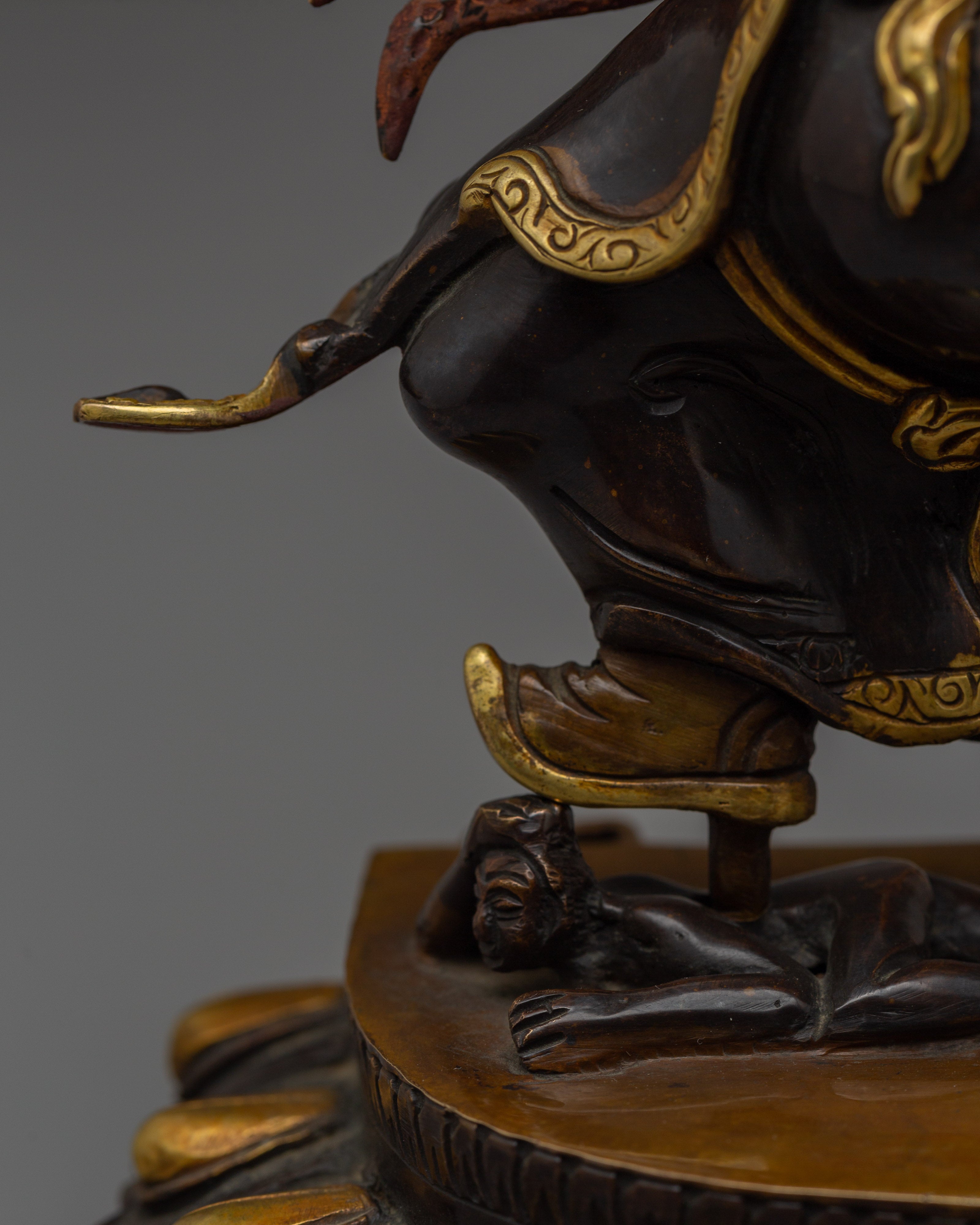 24K Gold Gilded Mahakala Statue | Copper Buddhist Protector Deity Sculpture