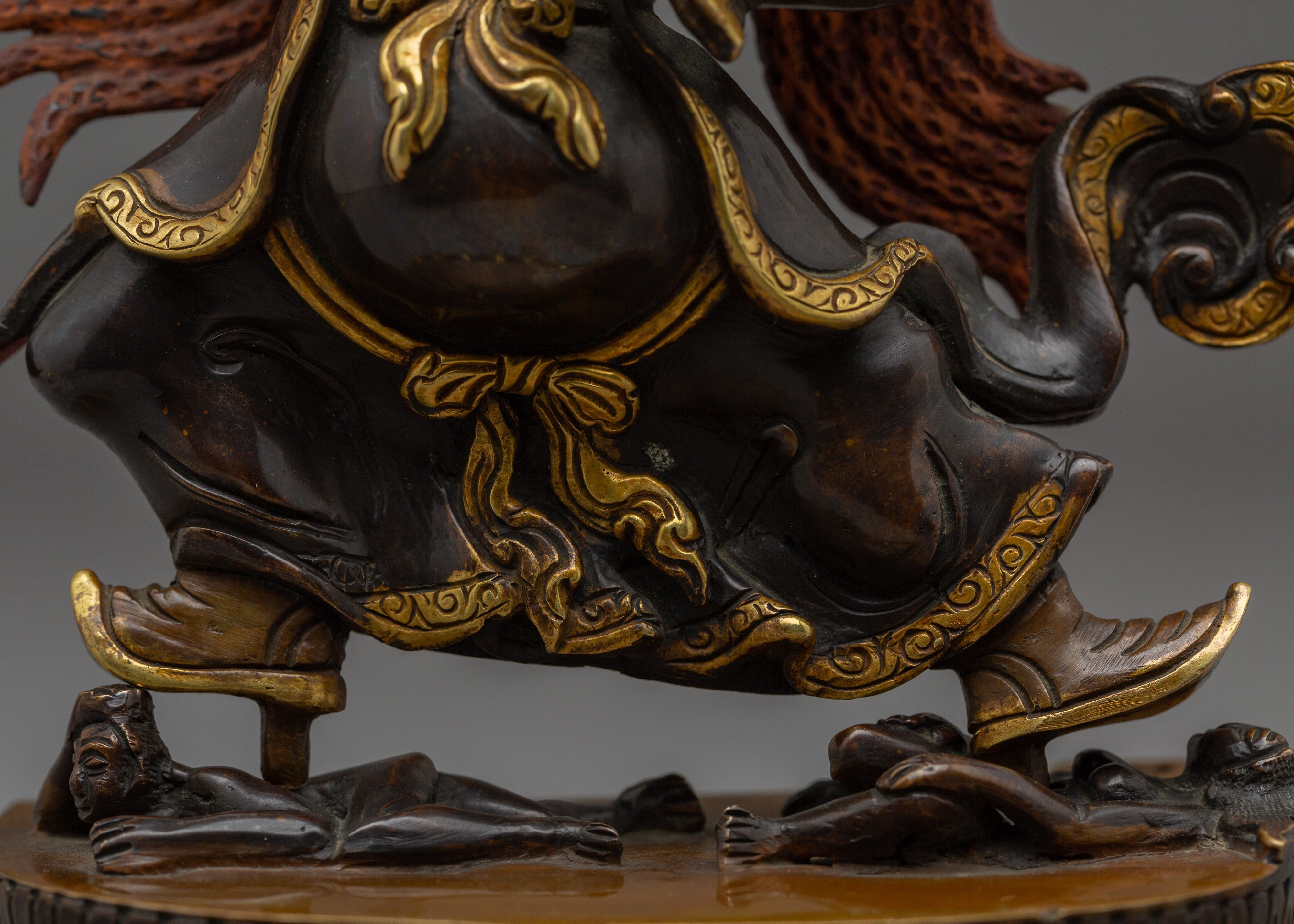 24K Gold Gilded Mahakala Statue | Copper Buddhist Protector Deity Sculpture