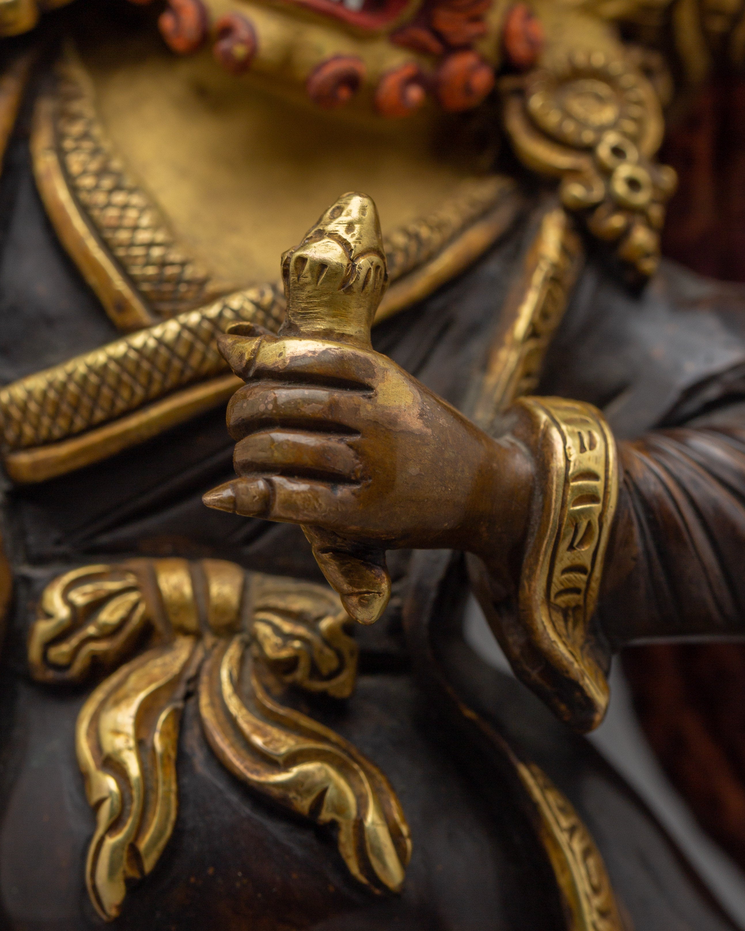 24K Gold Gilded Mahakala Statue | Copper Buddhist Protector Deity Sculpture