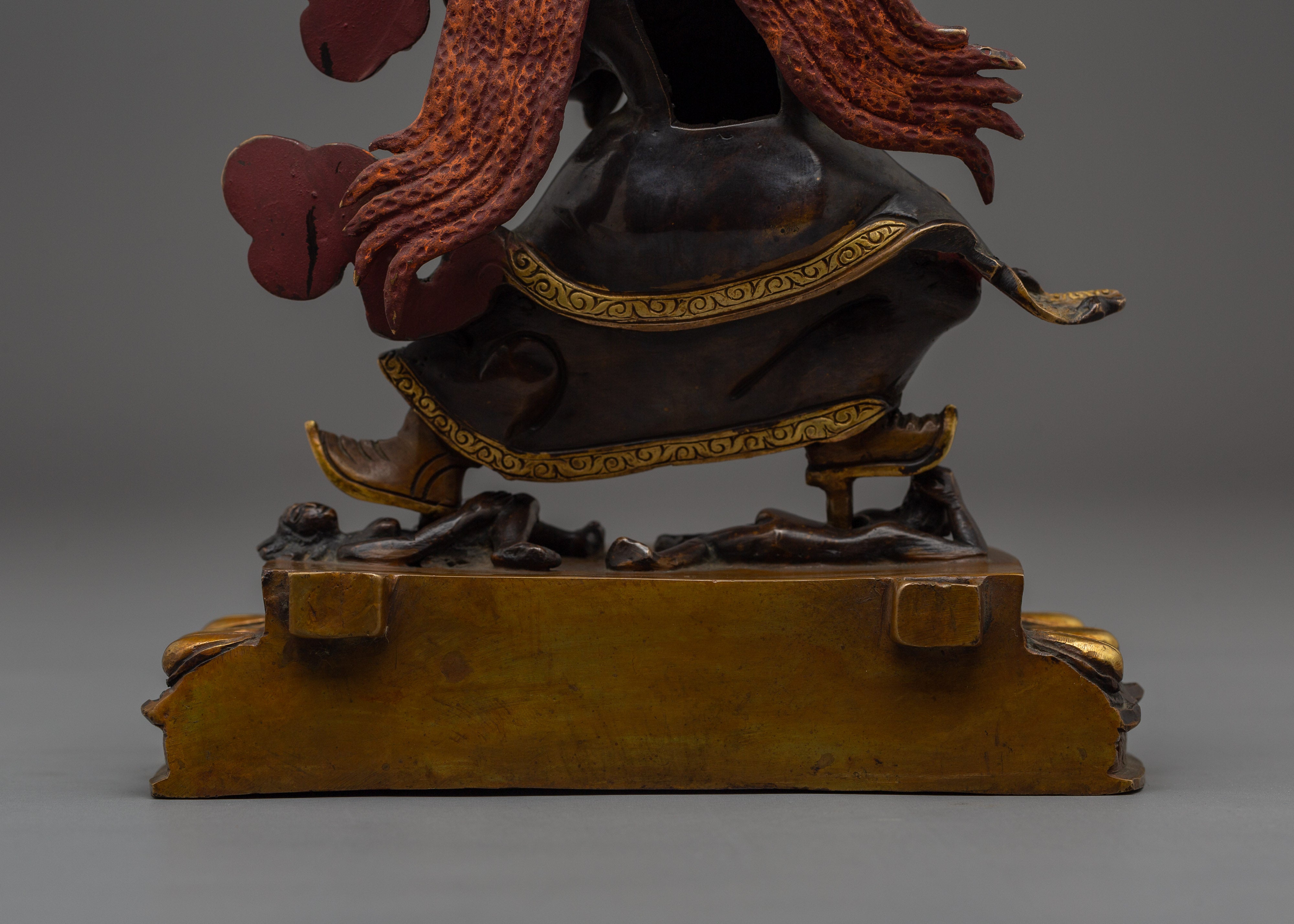 24K Gold Gilded Mahakala Statue | Copper Buddhist Protector Deity Sculpture