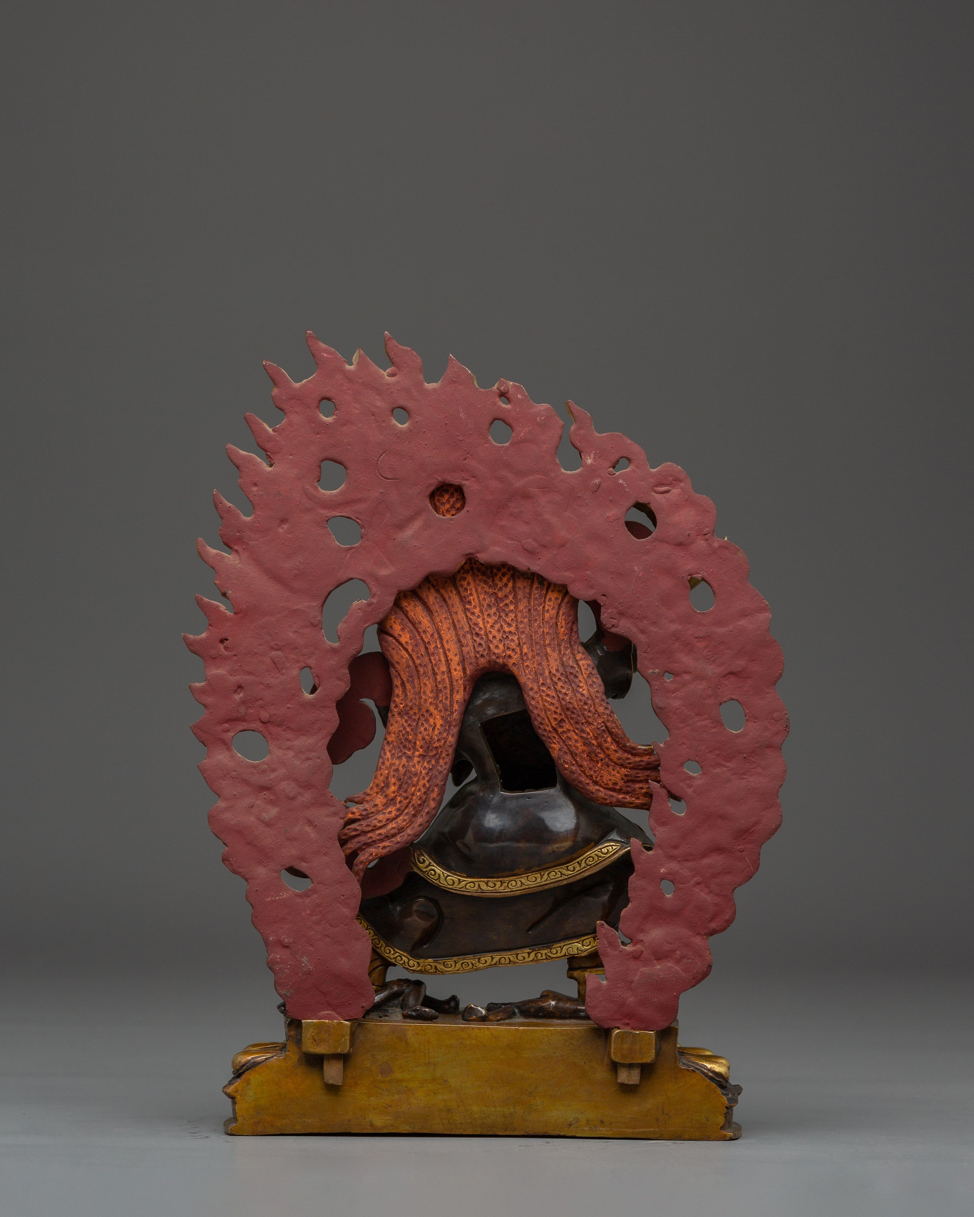 24K Gold Gilded Mahakala Statue | Copper Buddhist Protector Deity Sculpture