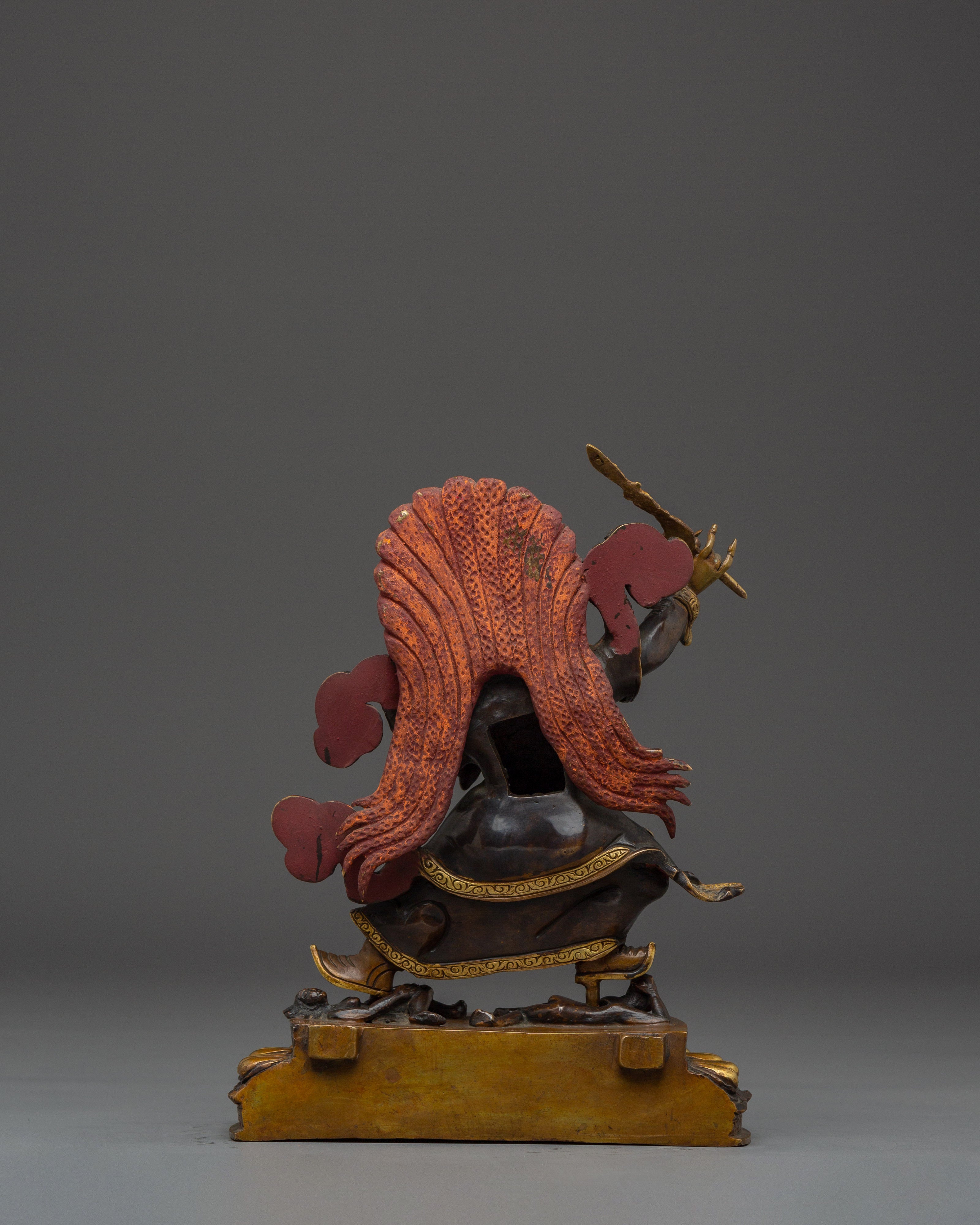 24K Gold Gilded Mahakala Statue | Copper Buddhist Protector Deity Sculpture