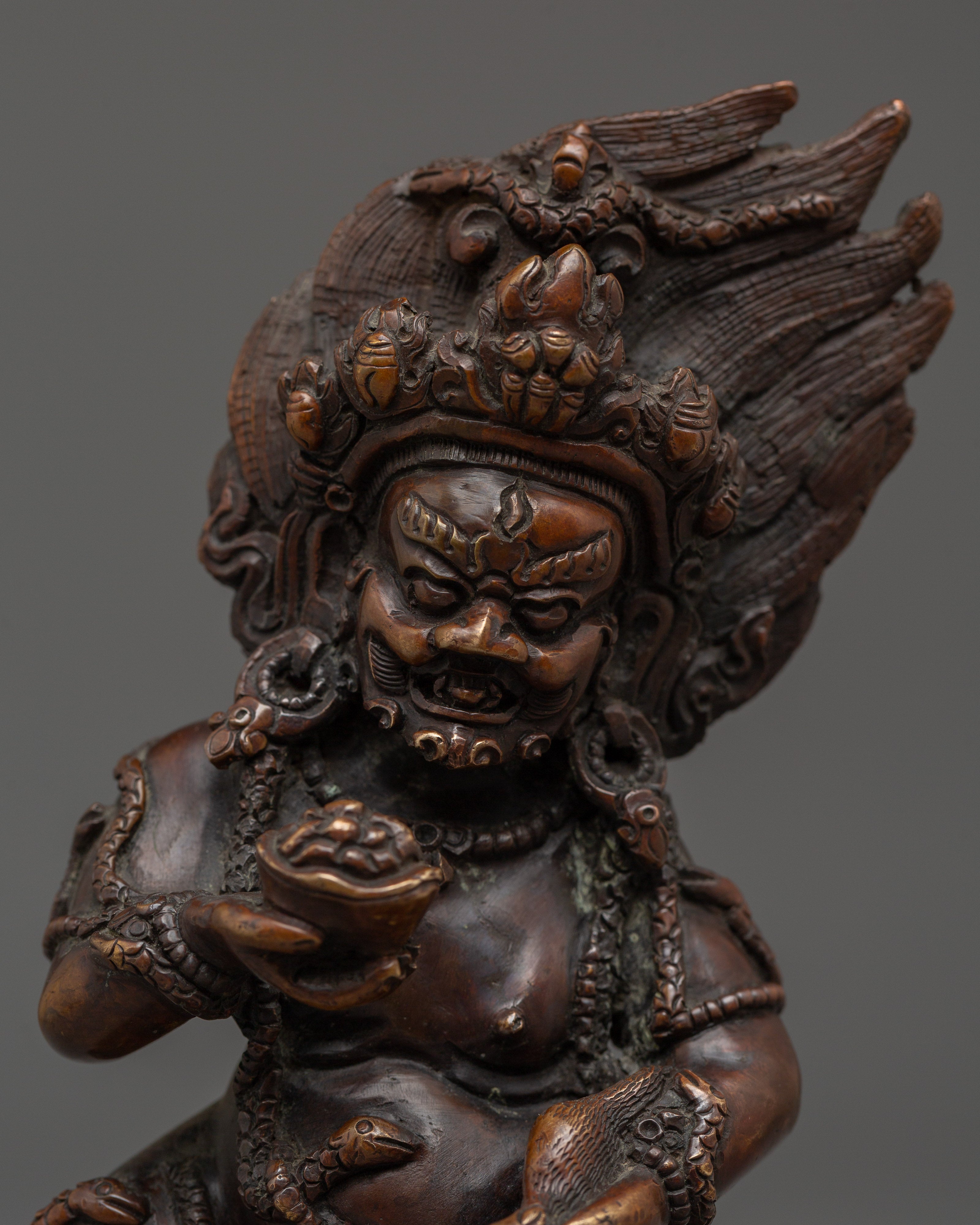 Oxidized Copper Black Dzambhala Statue | Guardian of Wealth