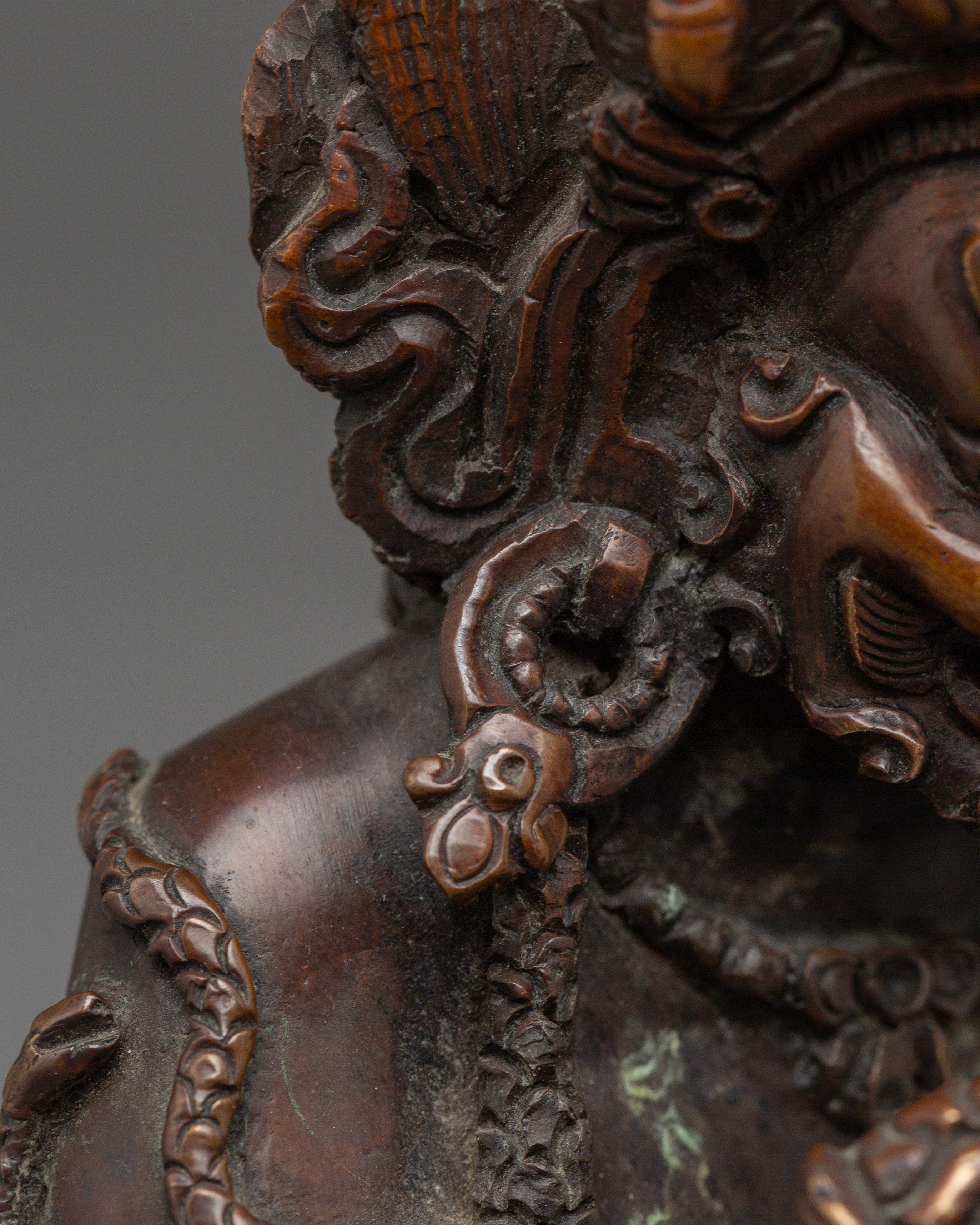 Oxidized Copper Black Dzambhala Statue | Guardian of Wealth