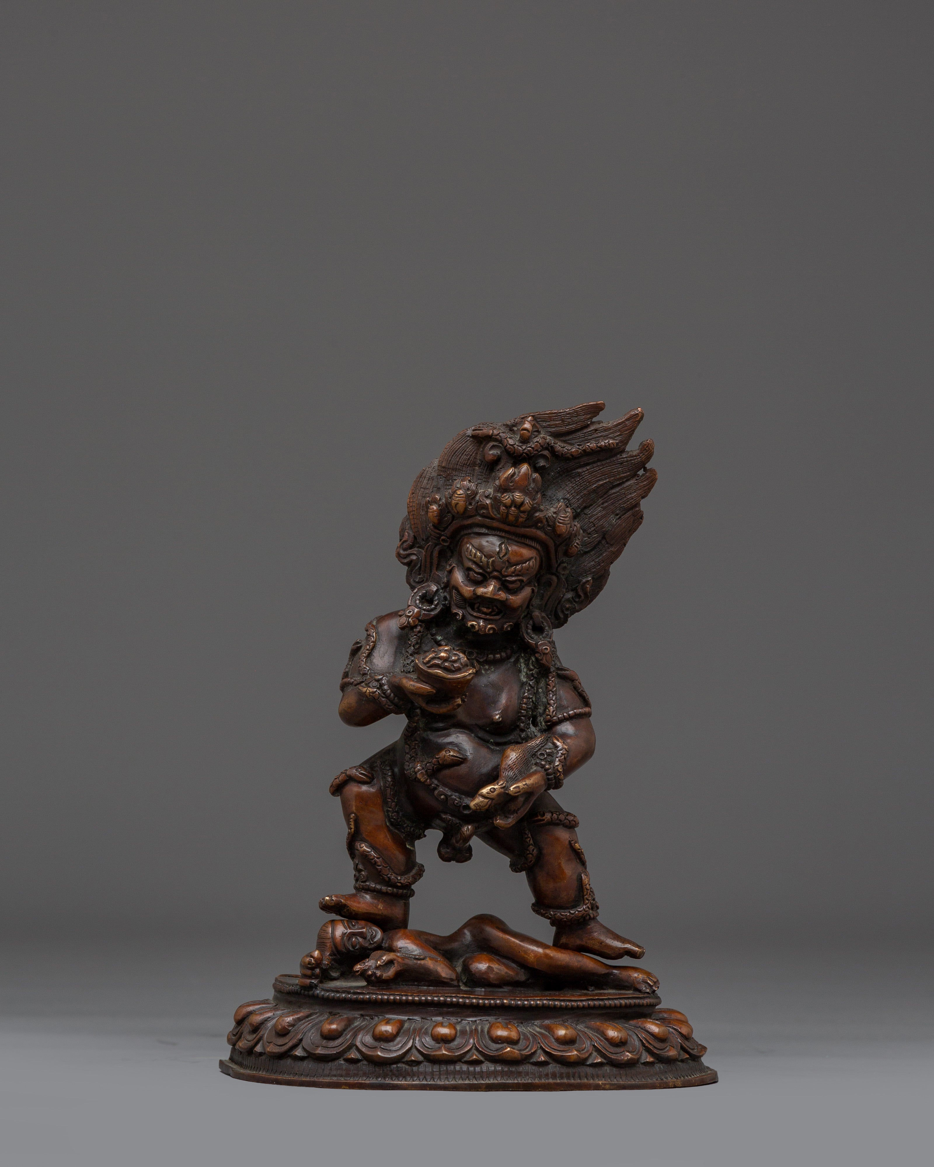 Oxidized Copper Black Dzambhala Statue | Guardian of Wealth