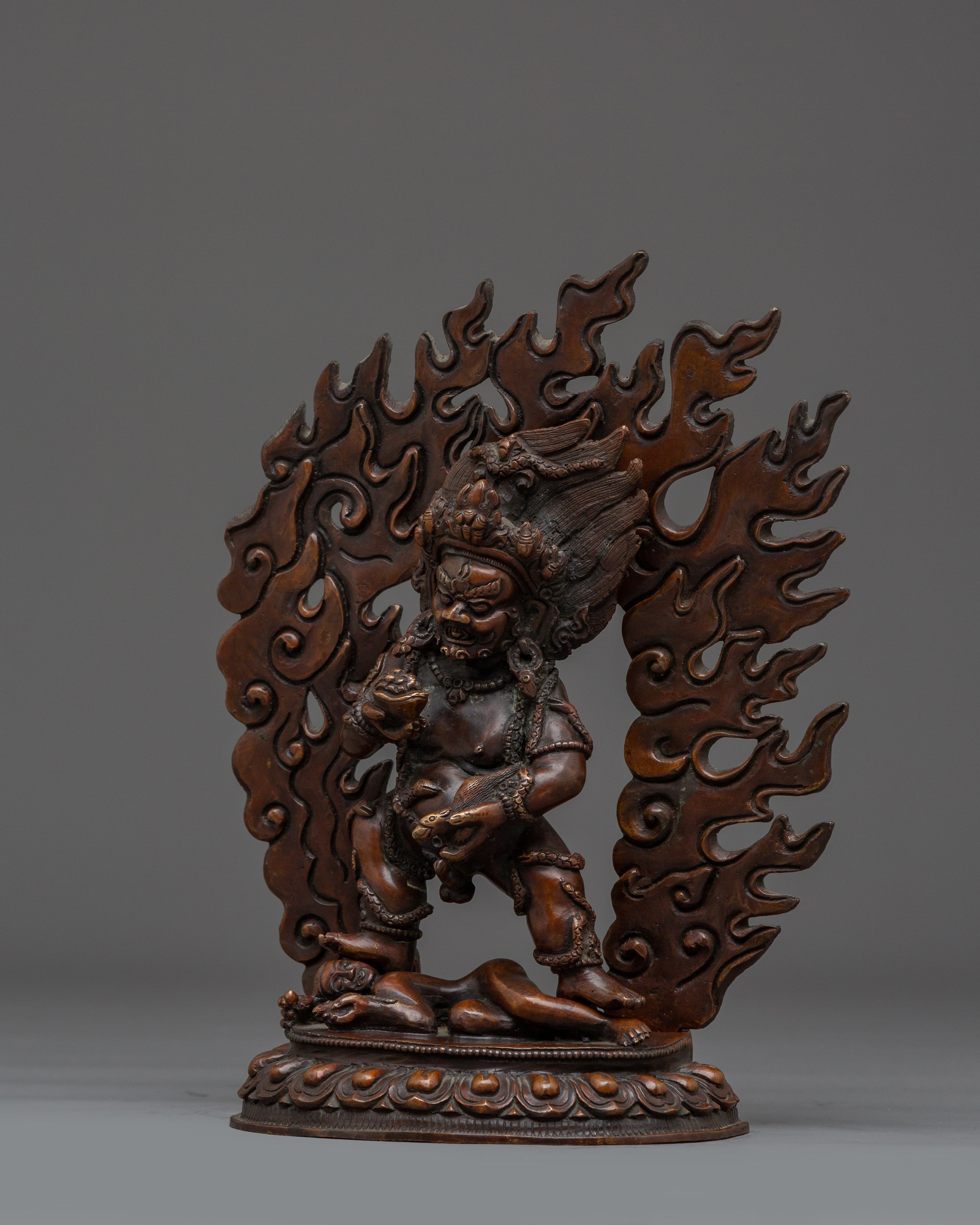 Oxidized Copper Black Dzambhala Statue | Guardian of Wealth