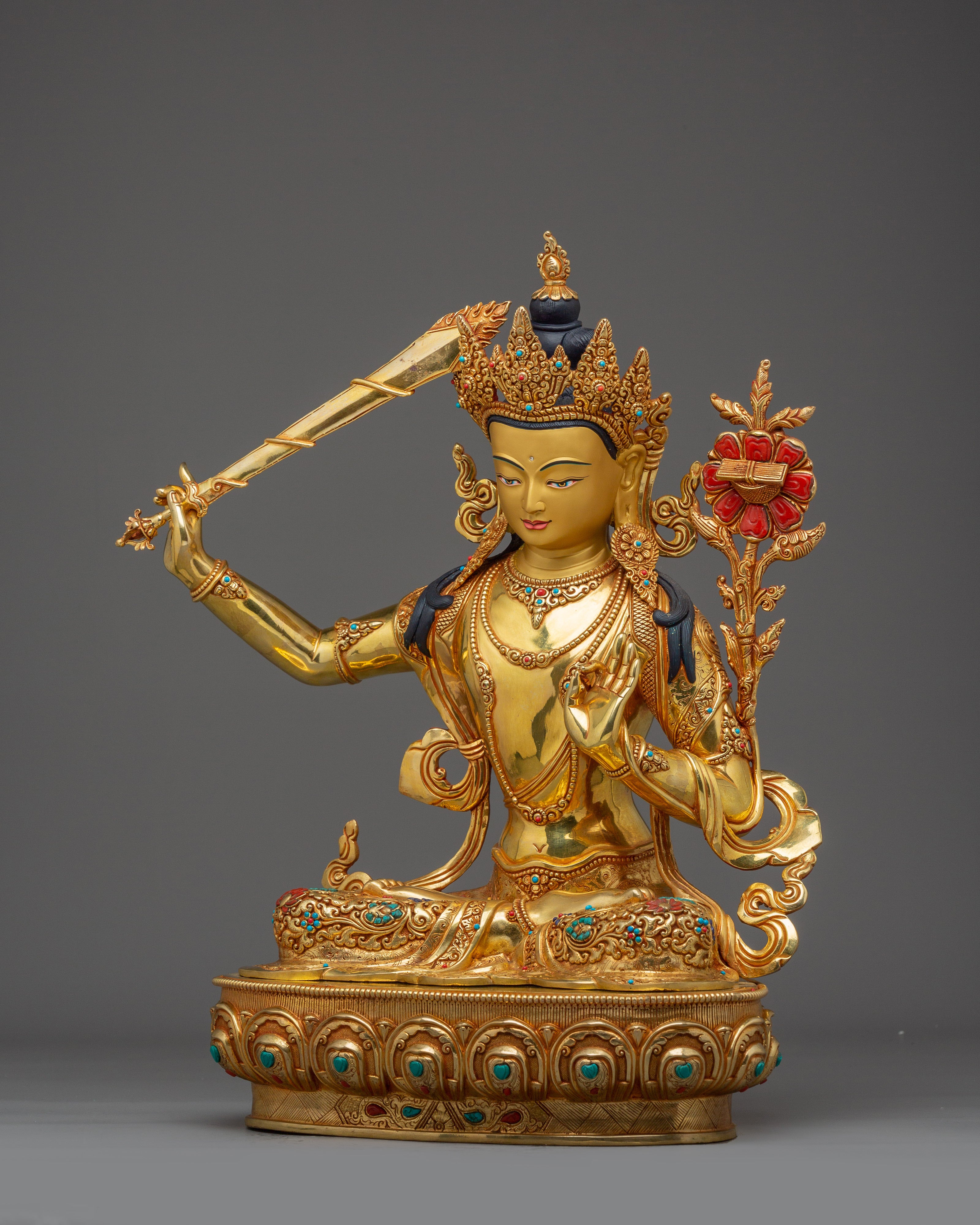 Dharma Protector Manjushri Sculpture | Bodhisattva of Knowledge