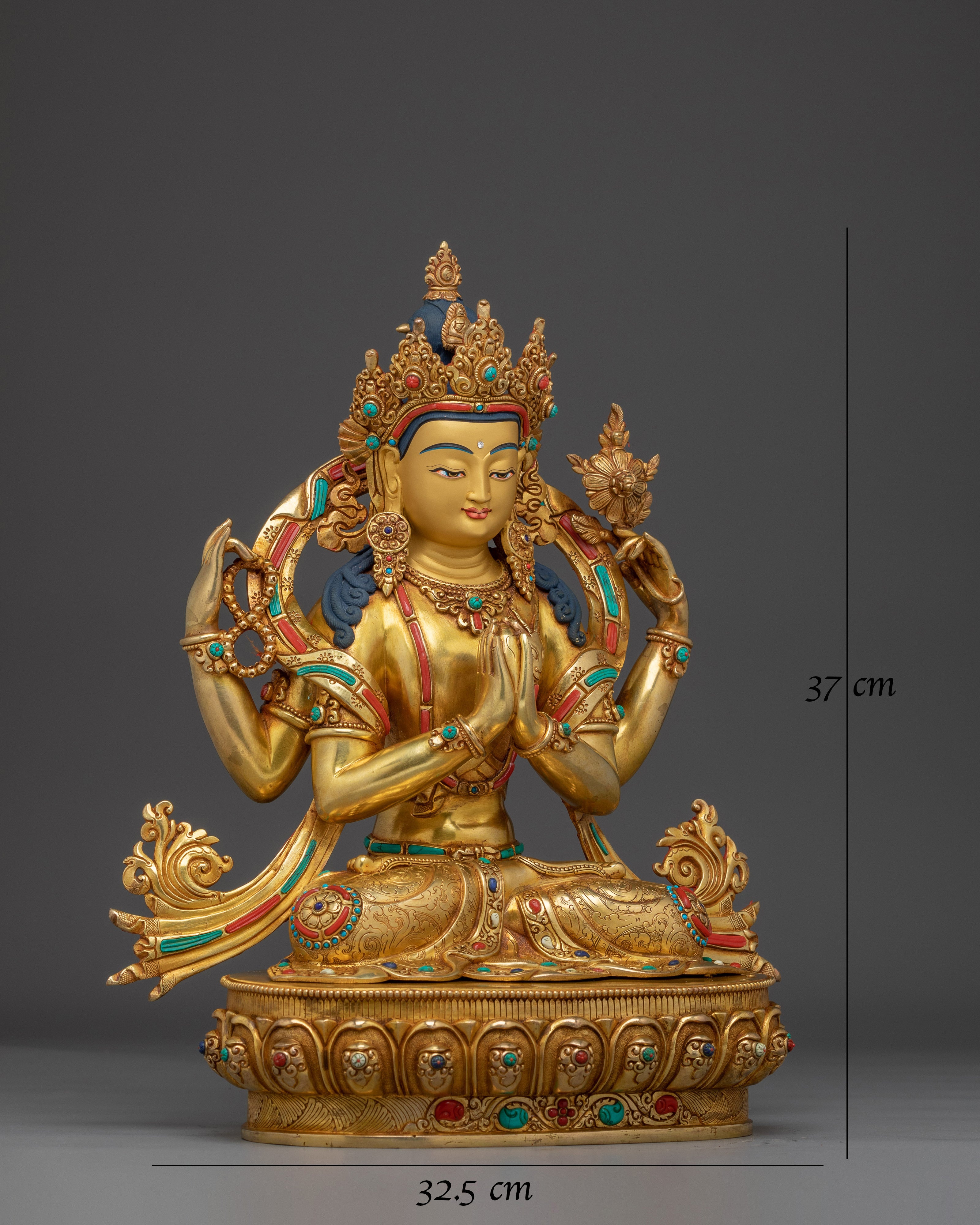 Chenrezig Statue with Gemstones