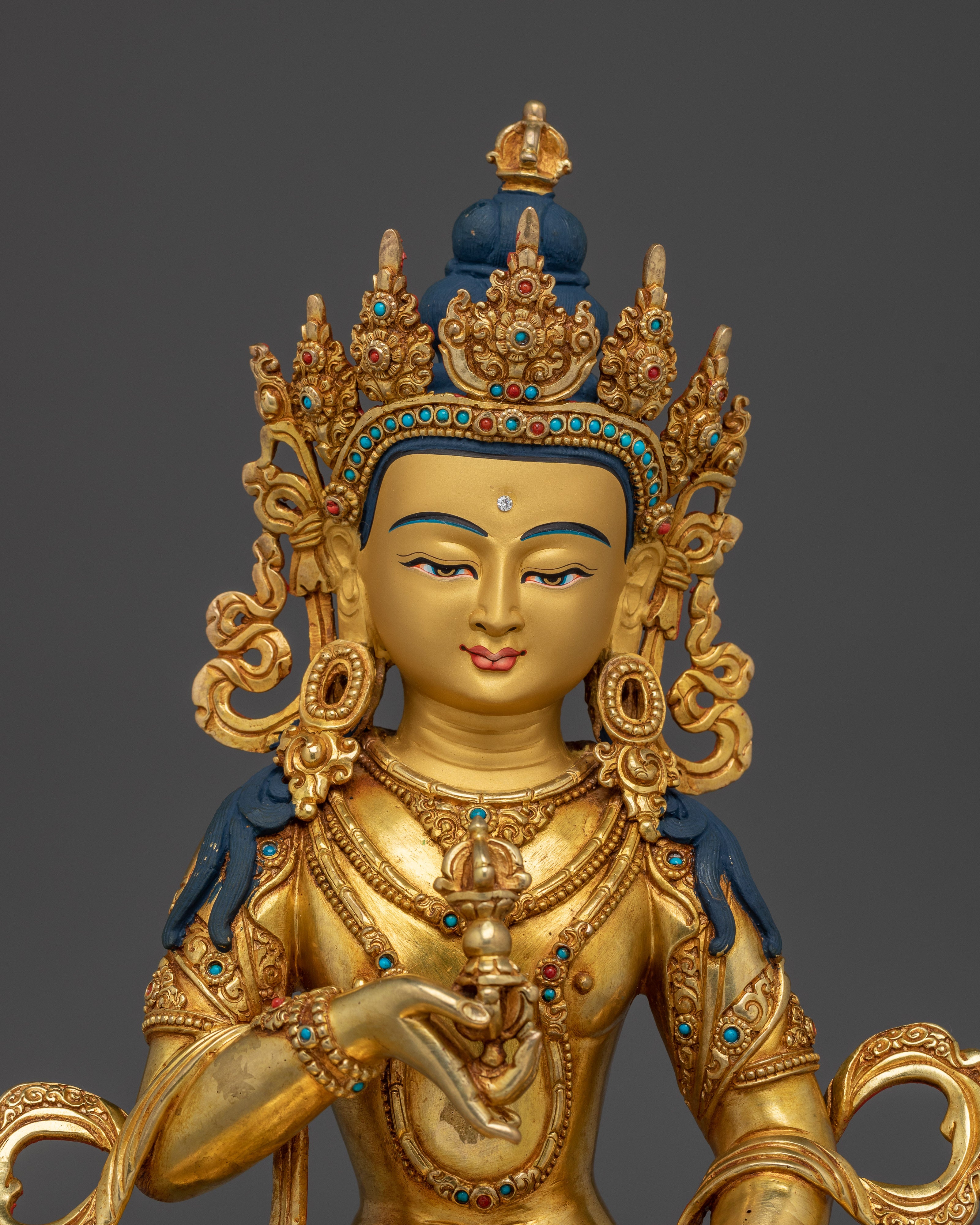 Vajrasattva statue in Gold and Copper | Buddhist Deity of Purification
