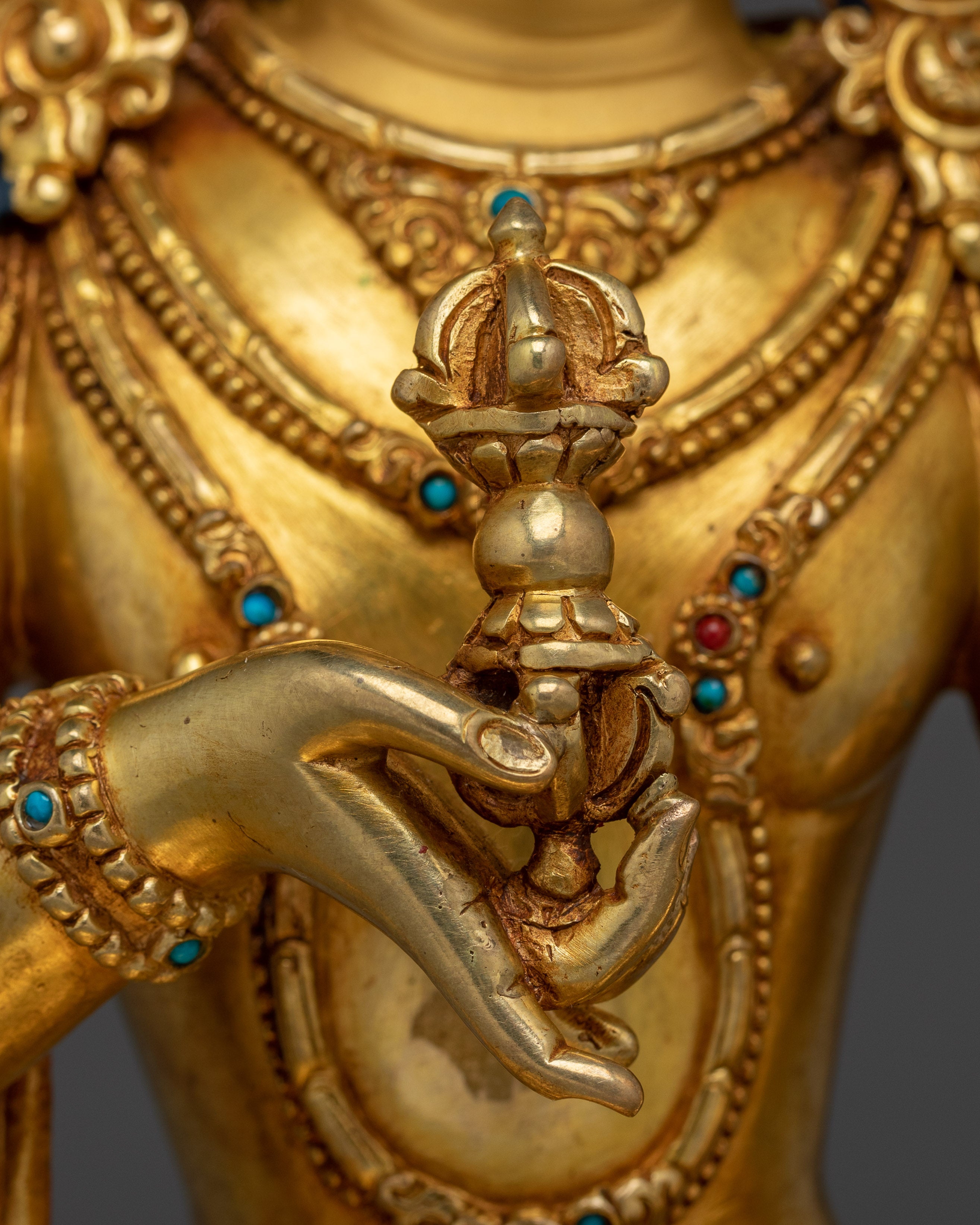 Vajrasattva statue in Gold and Copper | Buddhist Deity of Purification