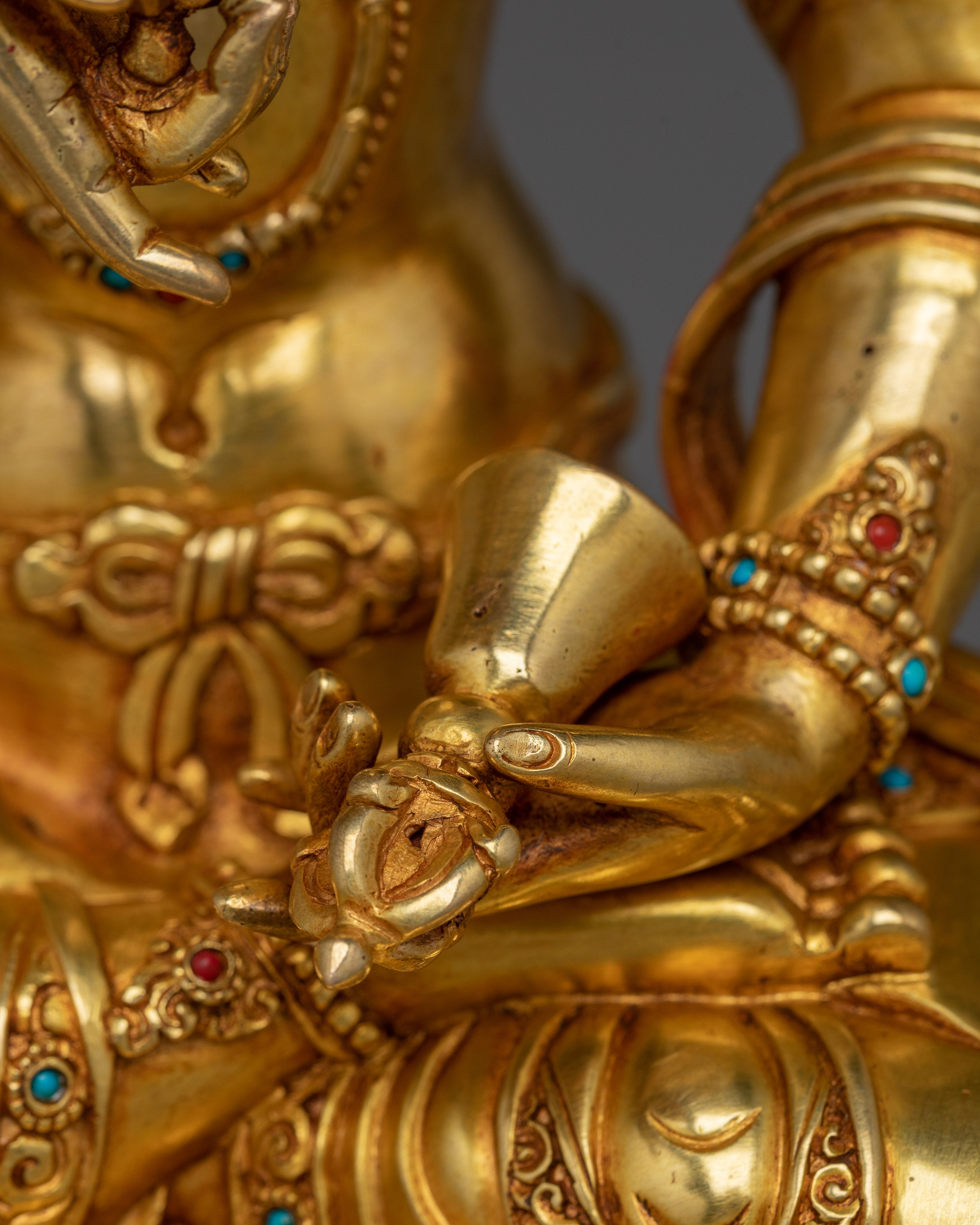 Vajrasattva statue in Gold and Copper | Buddhist Deity of Purification