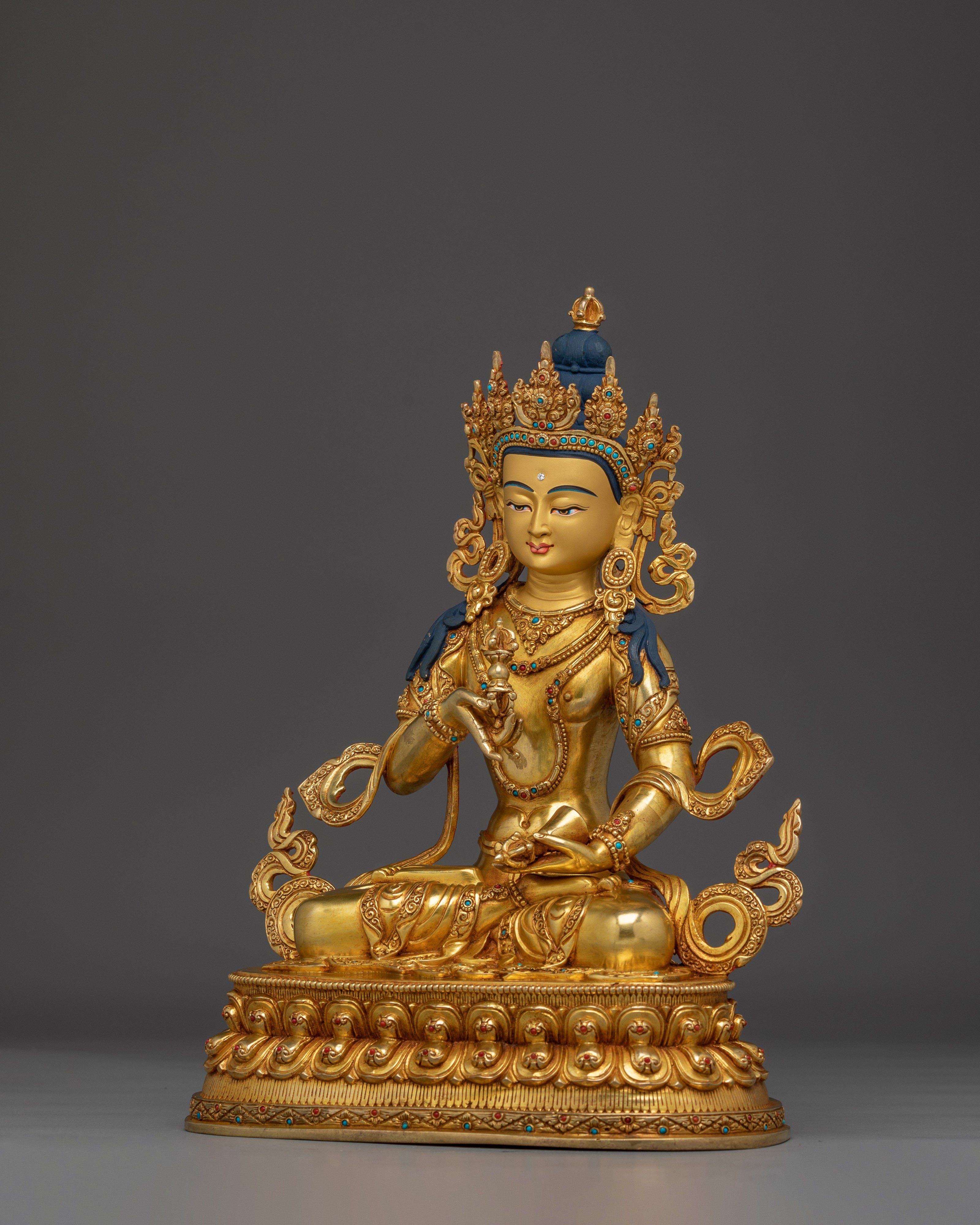 Vajrasattva statue in Gold and Copper | Buddhist Deity of Purification