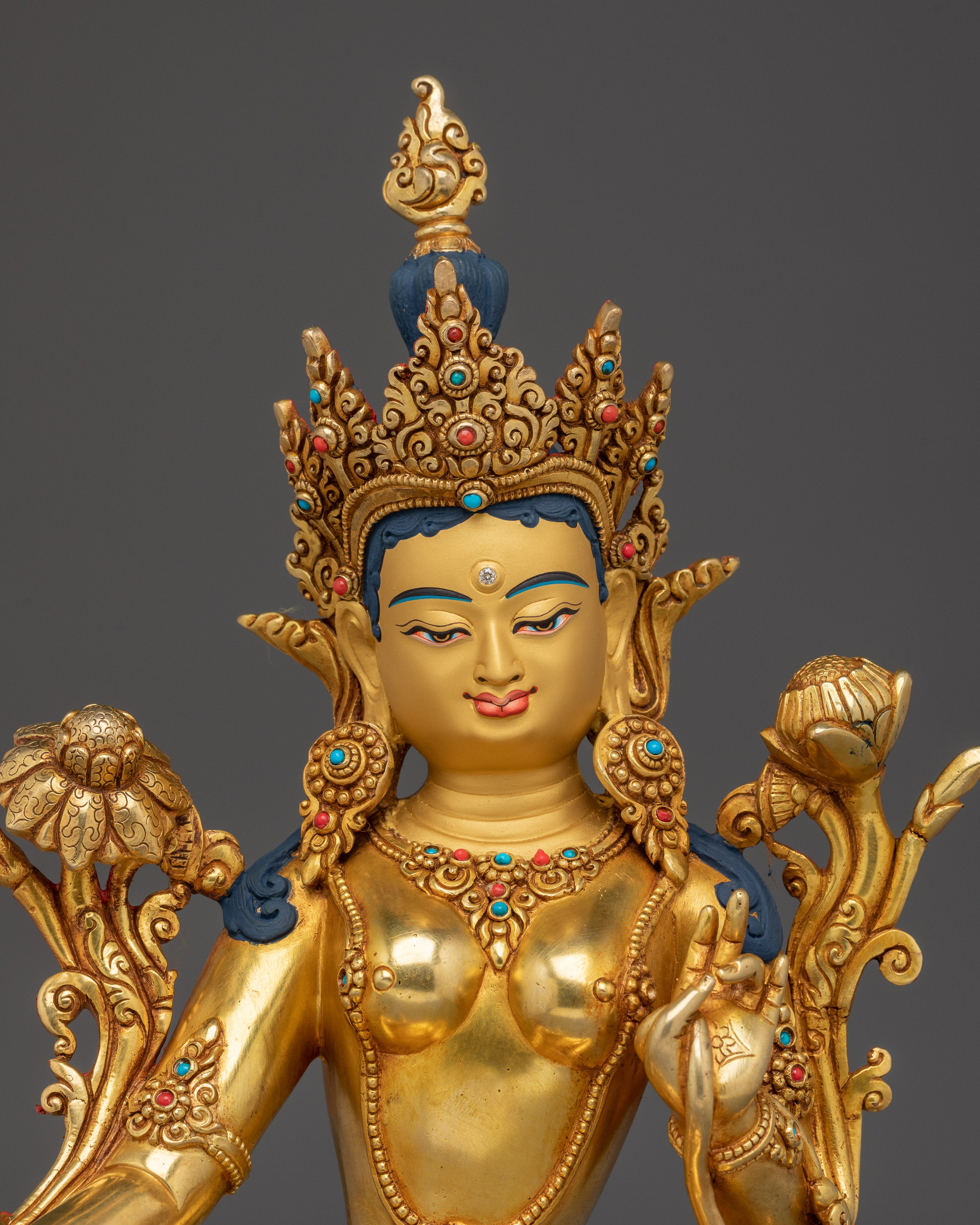 Divine Feminine Green Tara Goddess Sculpture | Deity for Protection