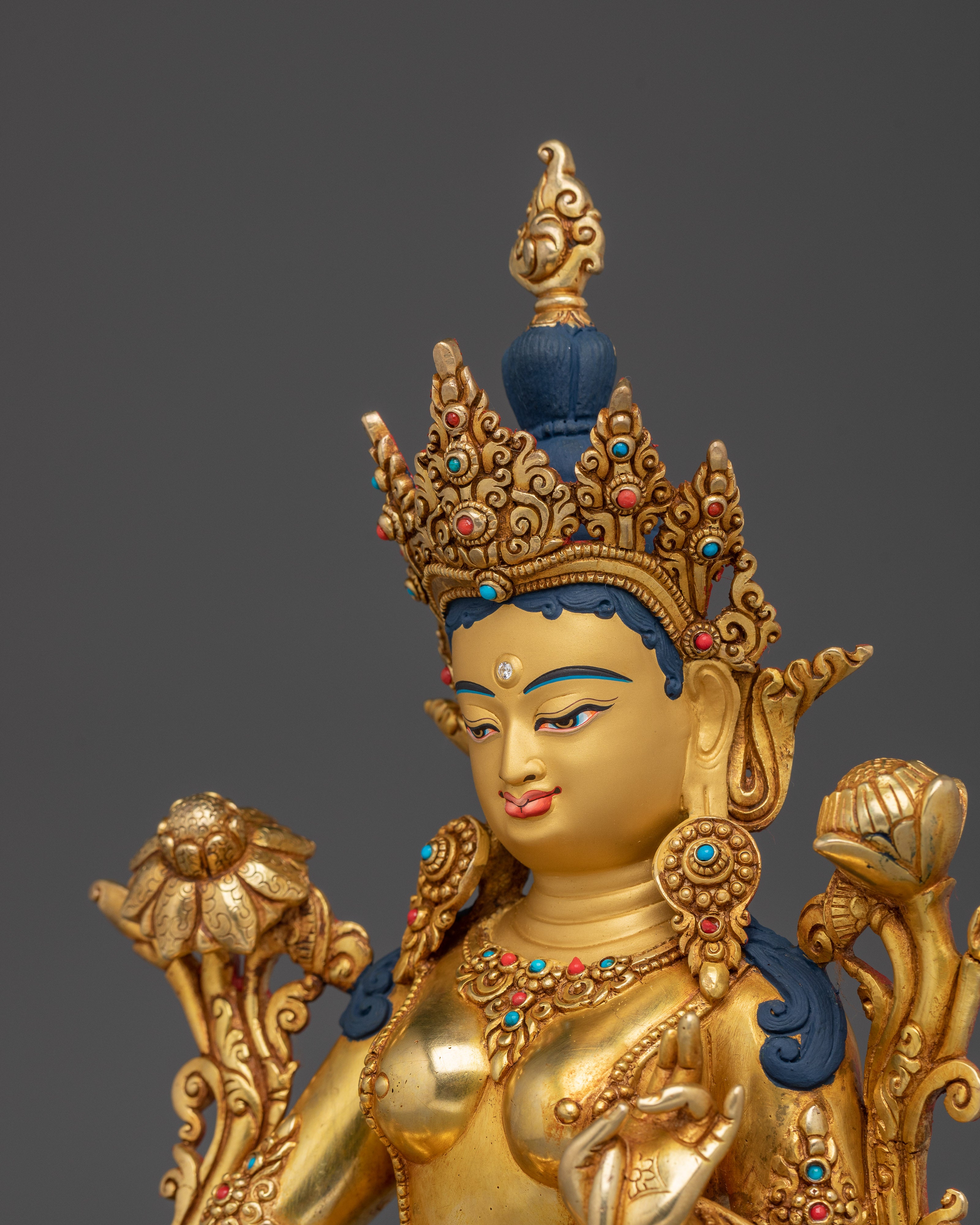 Divine Feminine Green Tara Goddess Sculpture | Deity for Protection