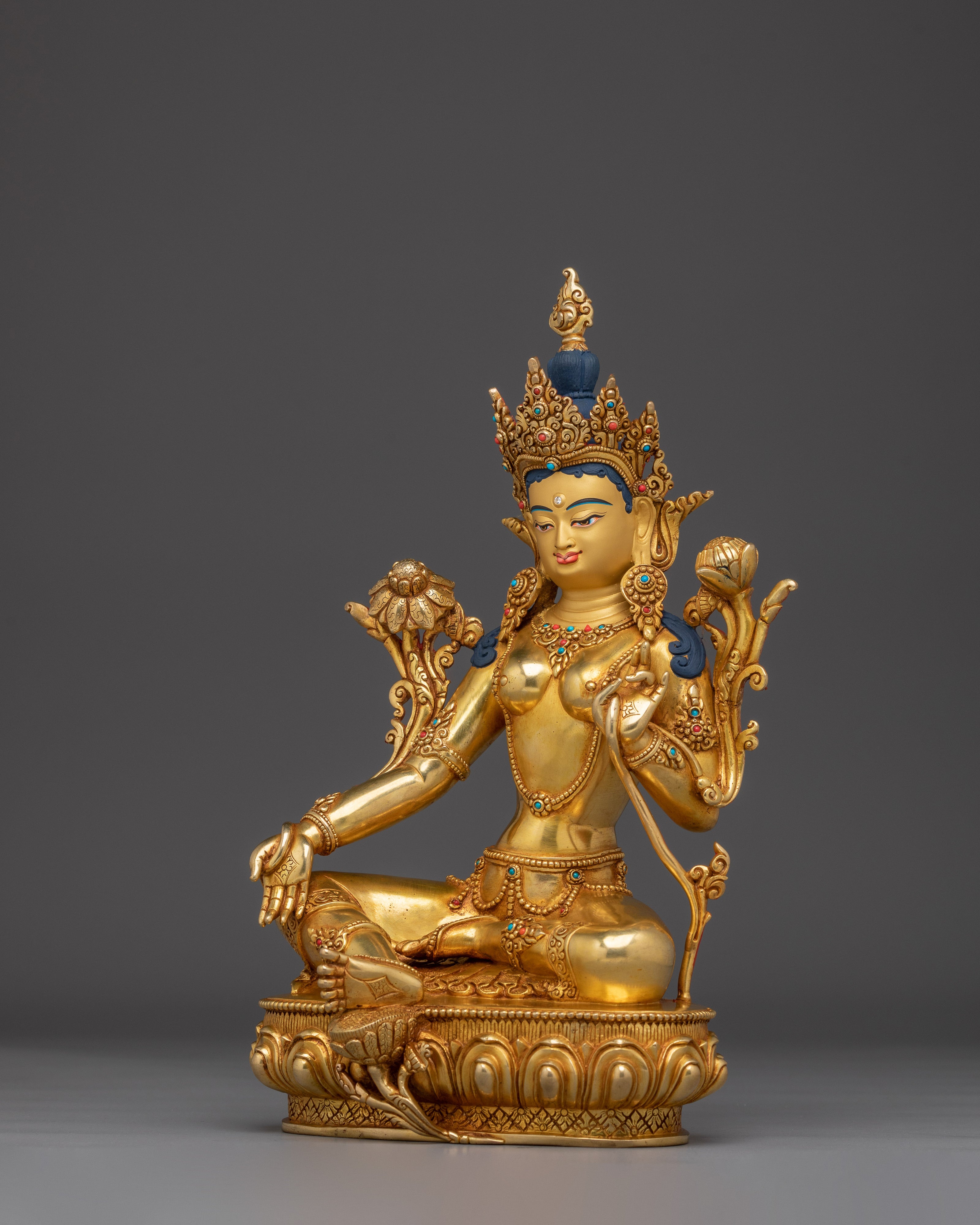 Divine Feminine Green Tara Goddess Sculpture | Deity for Protection