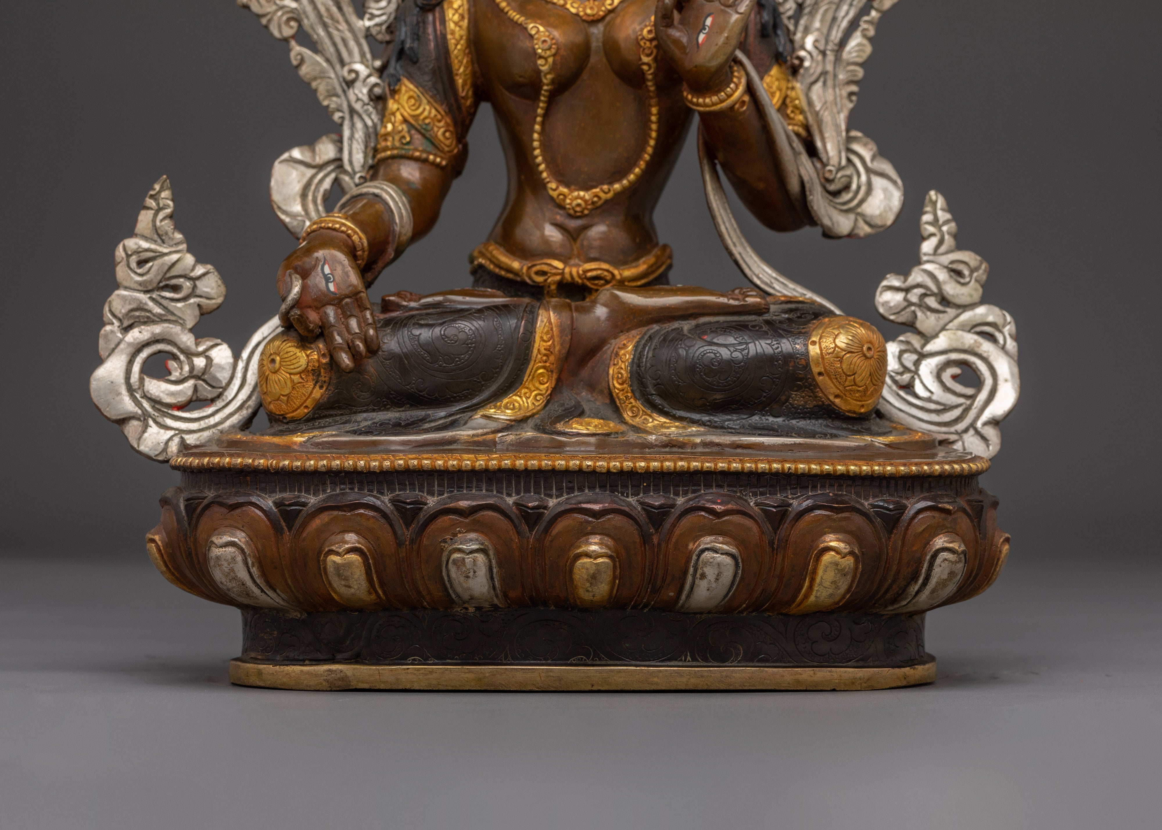 Handmade Nepalese Art of White Tara | Compassionate Protector