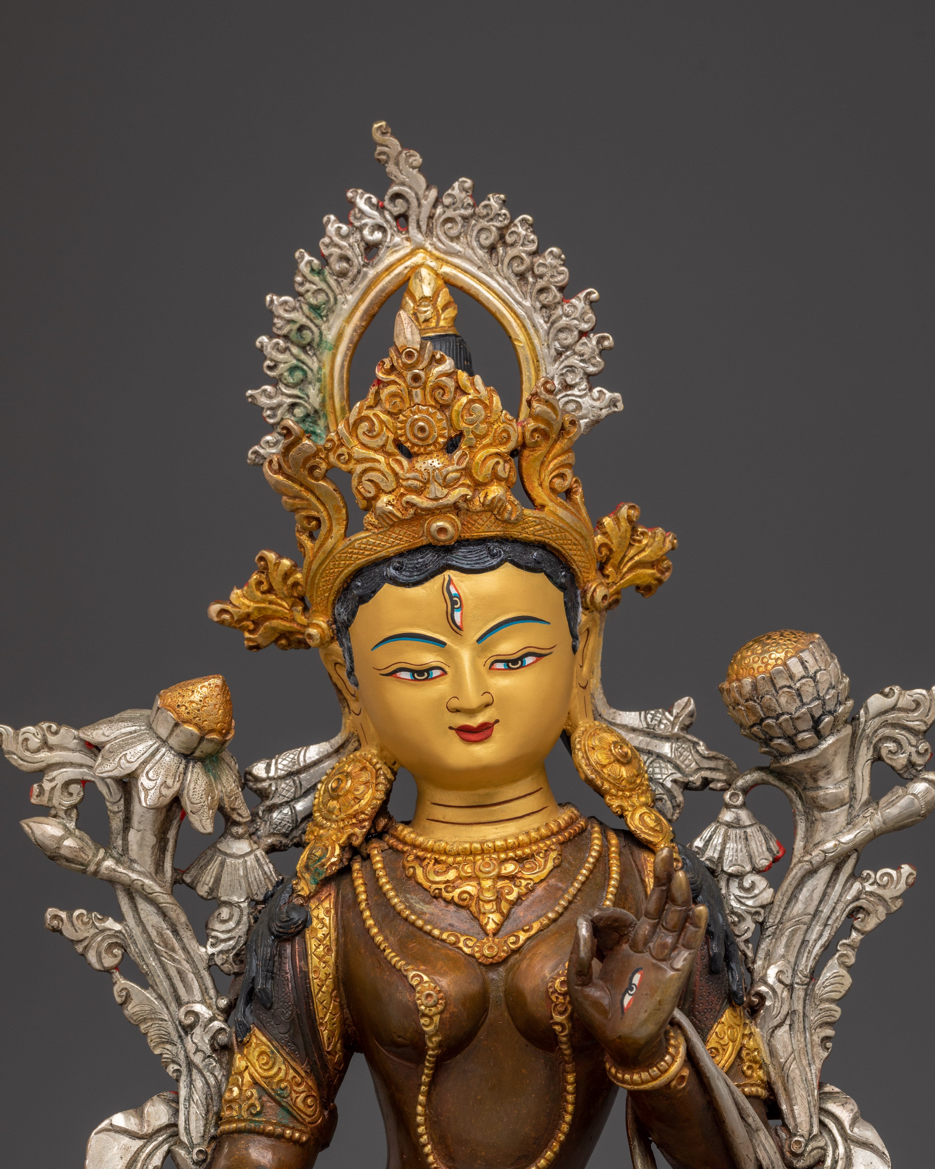 Handmade Nepalese Art of White Tara | Compassionate Protector