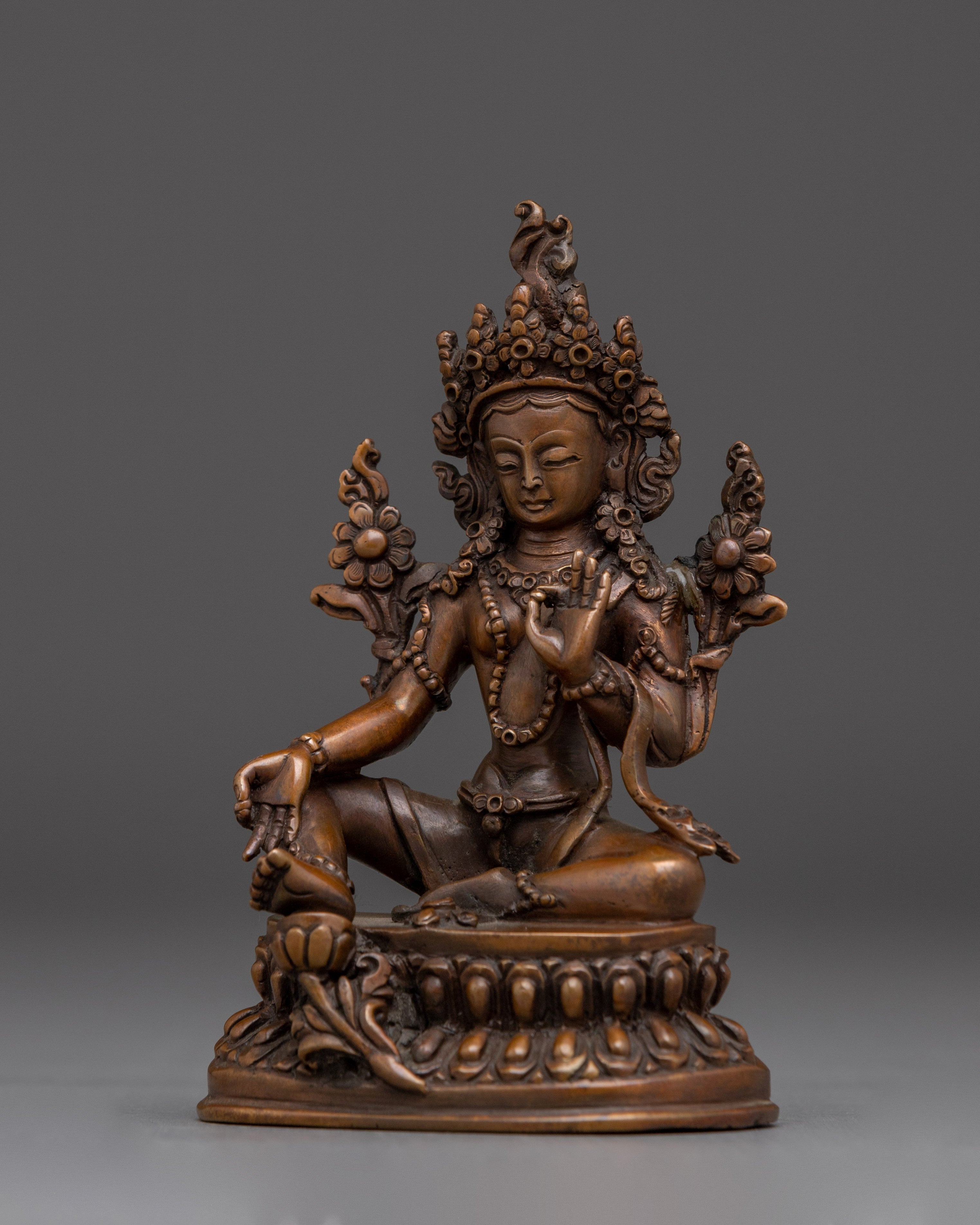 Handmade Nepalese Artwork of Green Tara | Goddess of compassion