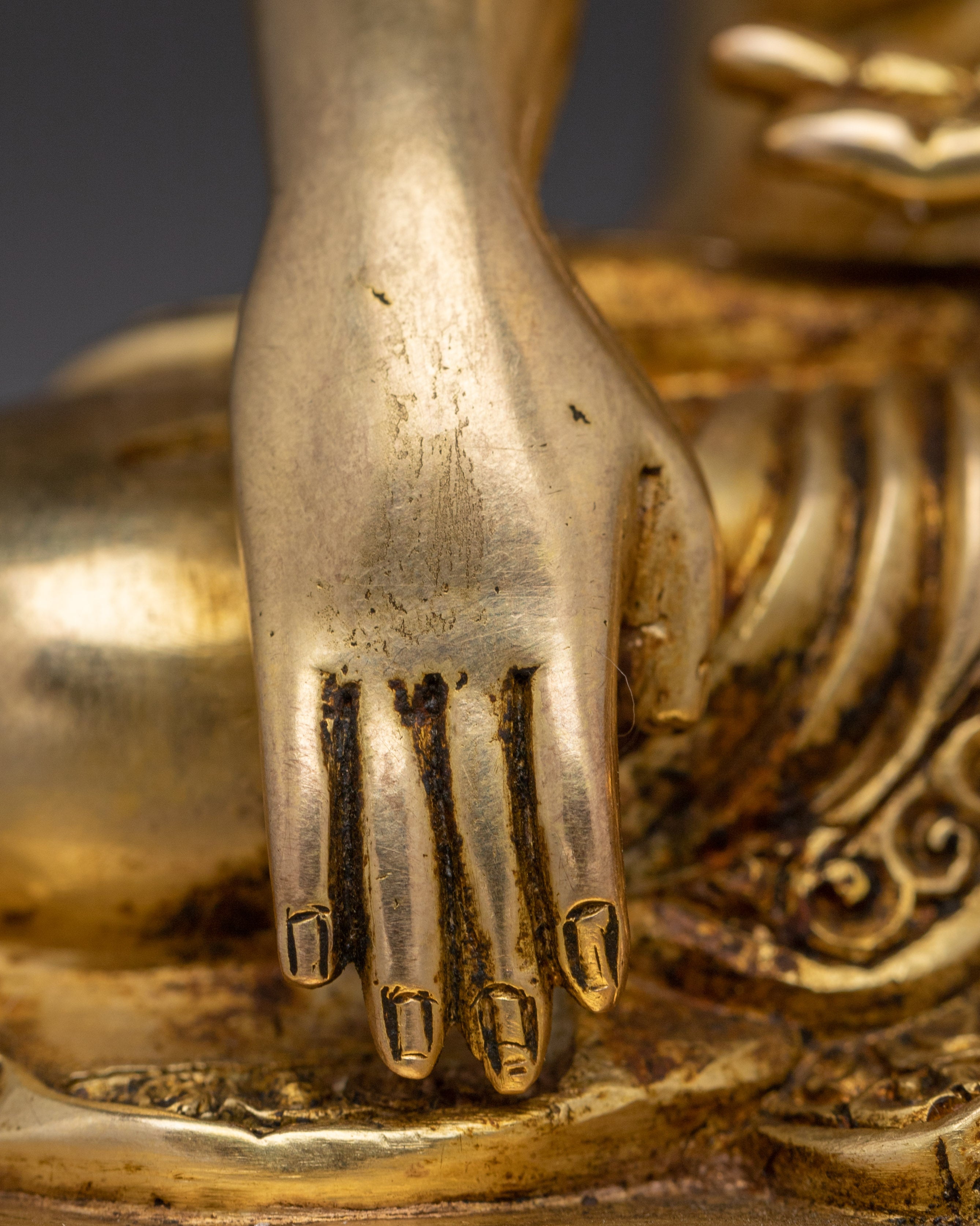 Golden Copper Shakyamuni Buddha Art | Perfect for Meditation and Altar Decor