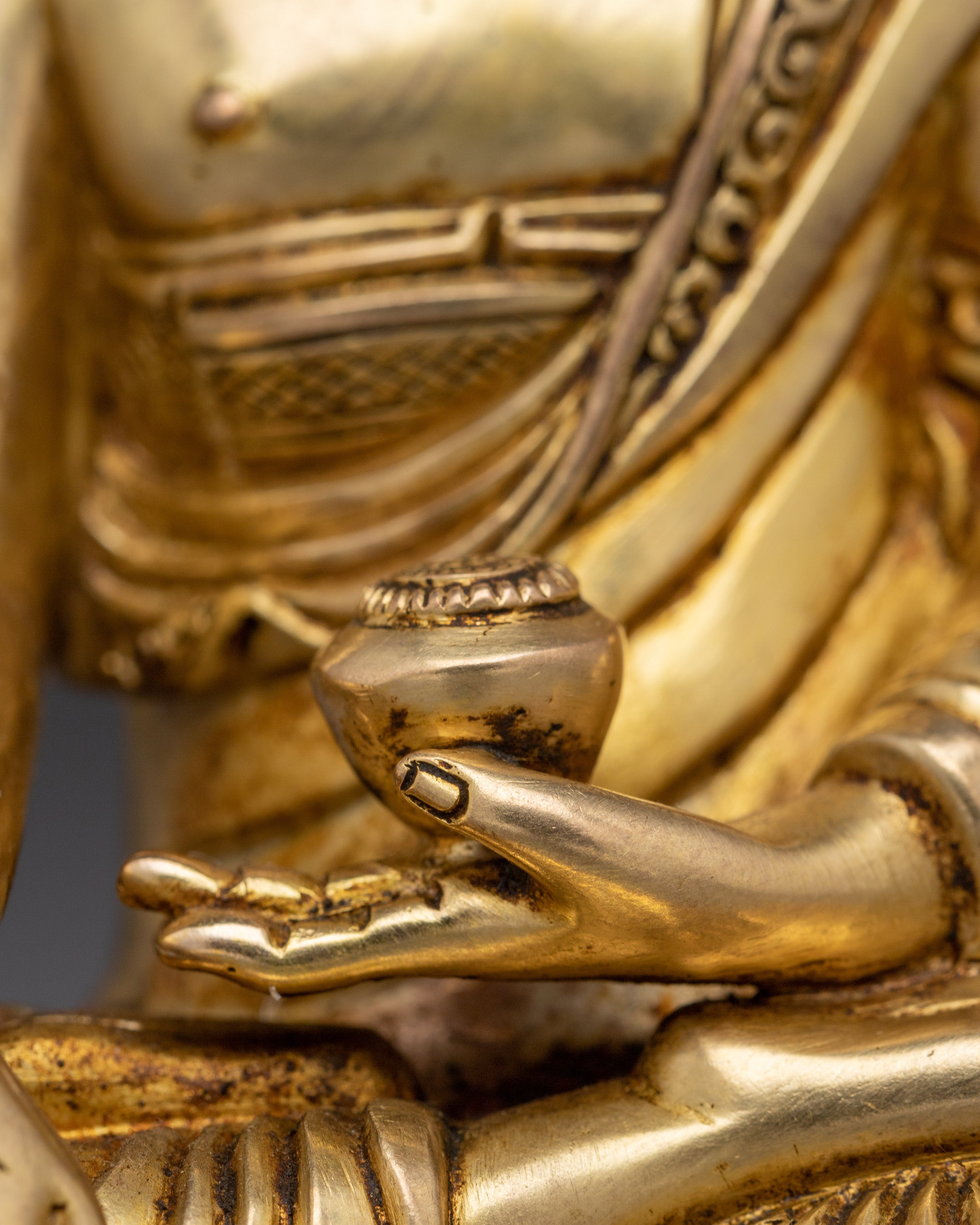Golden Copper Shakyamuni Buddha Art | Perfect for Meditation and Altar Decor