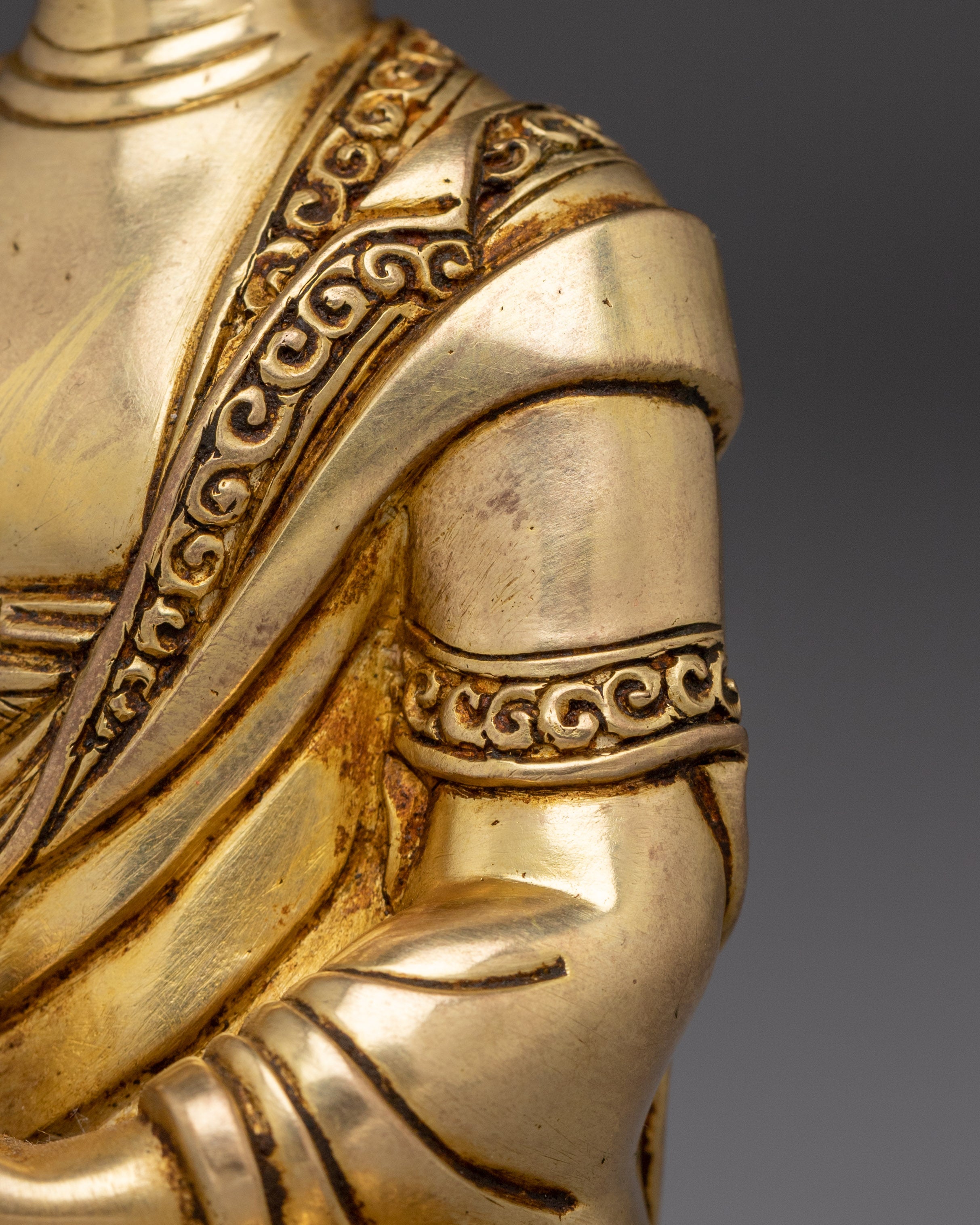 Golden Copper Shakyamuni Buddha Art | Perfect for Meditation and Altar Decor