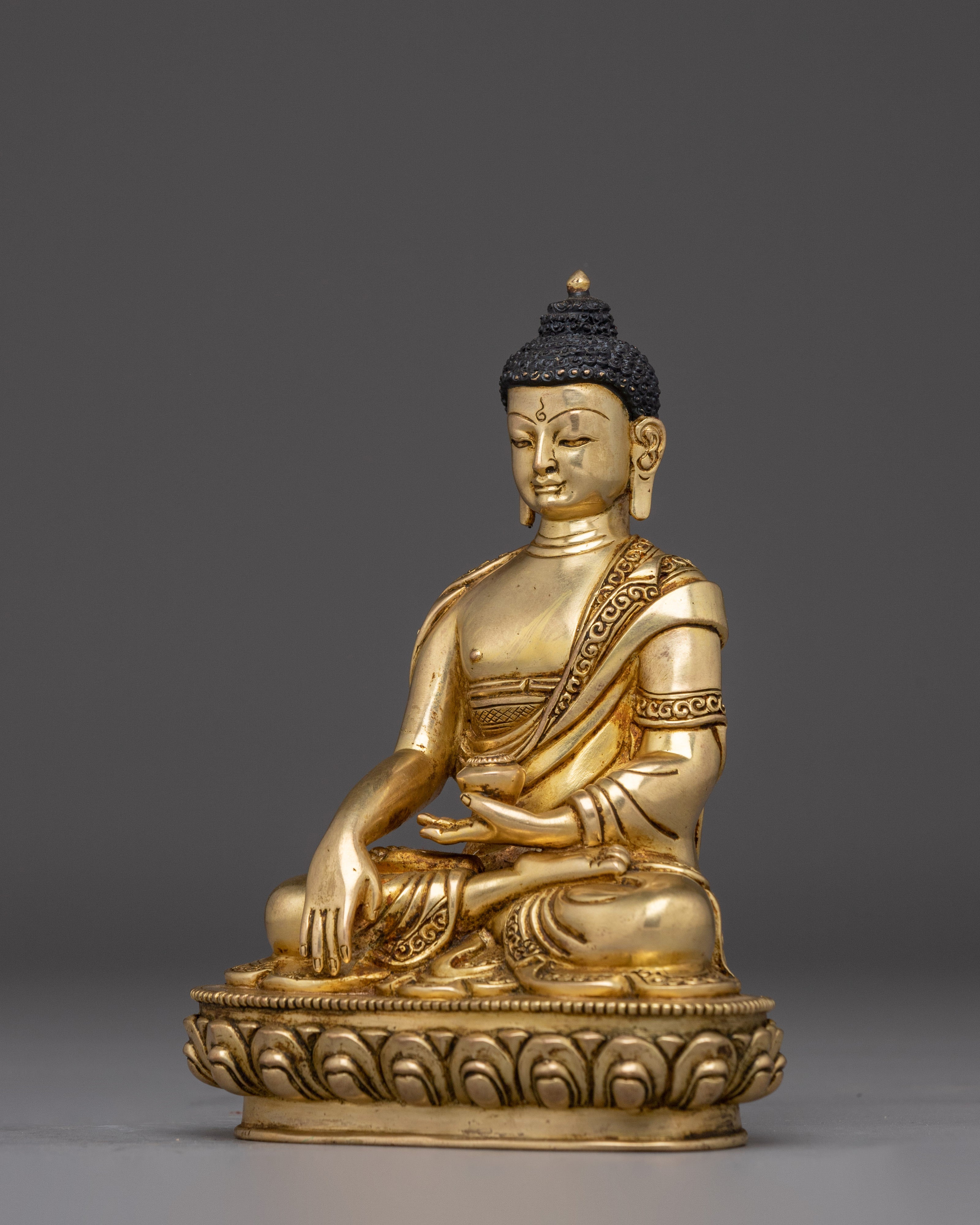 Golden Copper Shakyamuni Buddha Art | Perfect for Meditation and Altar Decor