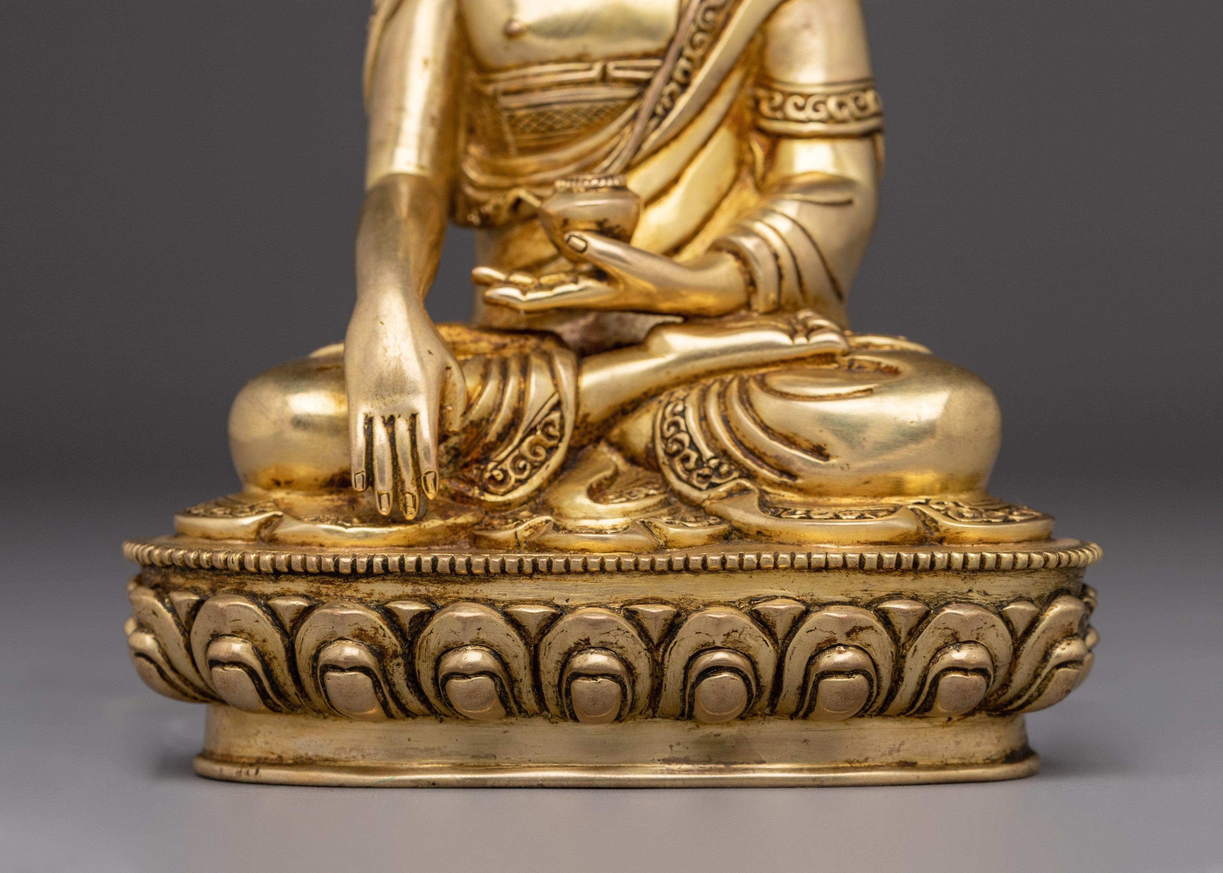 Golden Copper Shakyamuni Buddha Art | Perfect for Meditation and Altar Decor