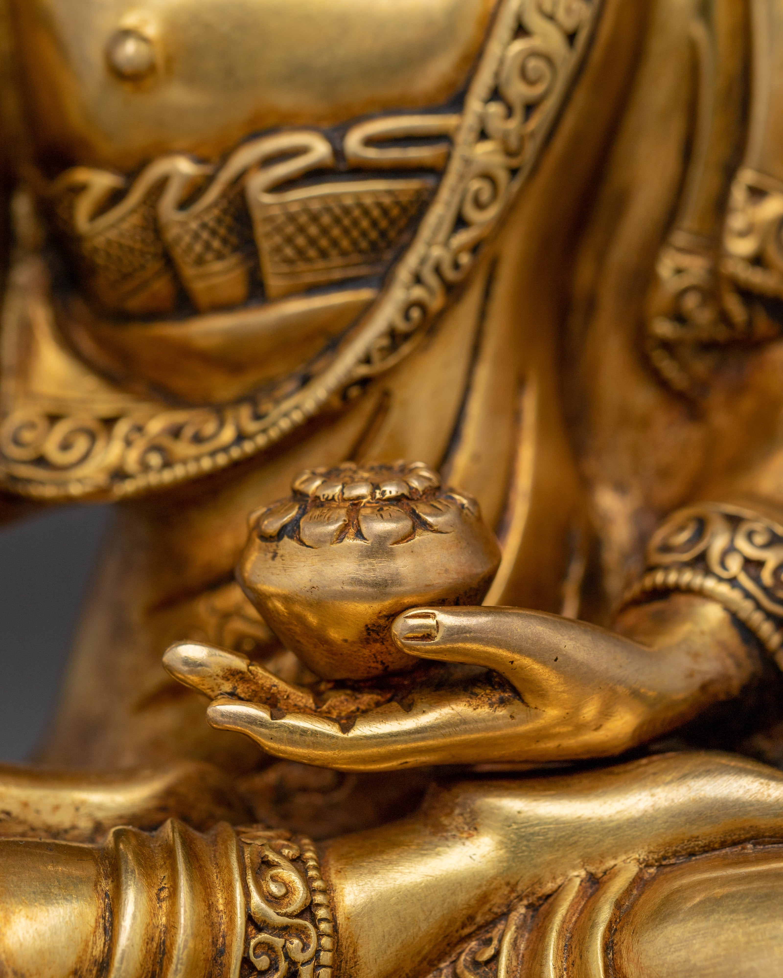 Peaceful Golden Shakyamuni Buddha Art | Himalayan Sculpture