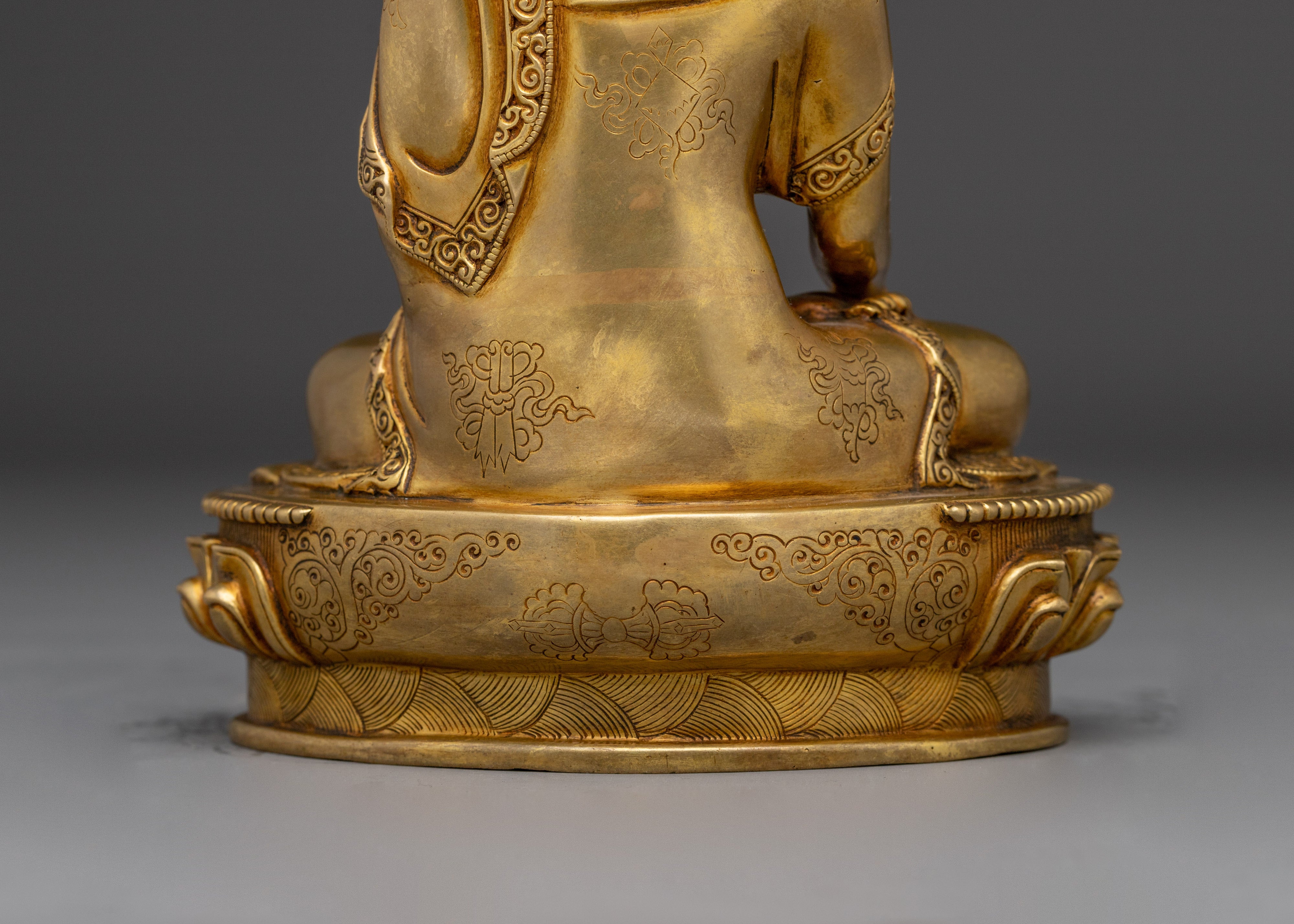 Peaceful Golden Shakyamuni Buddha Art | Himalayan Sculpture
