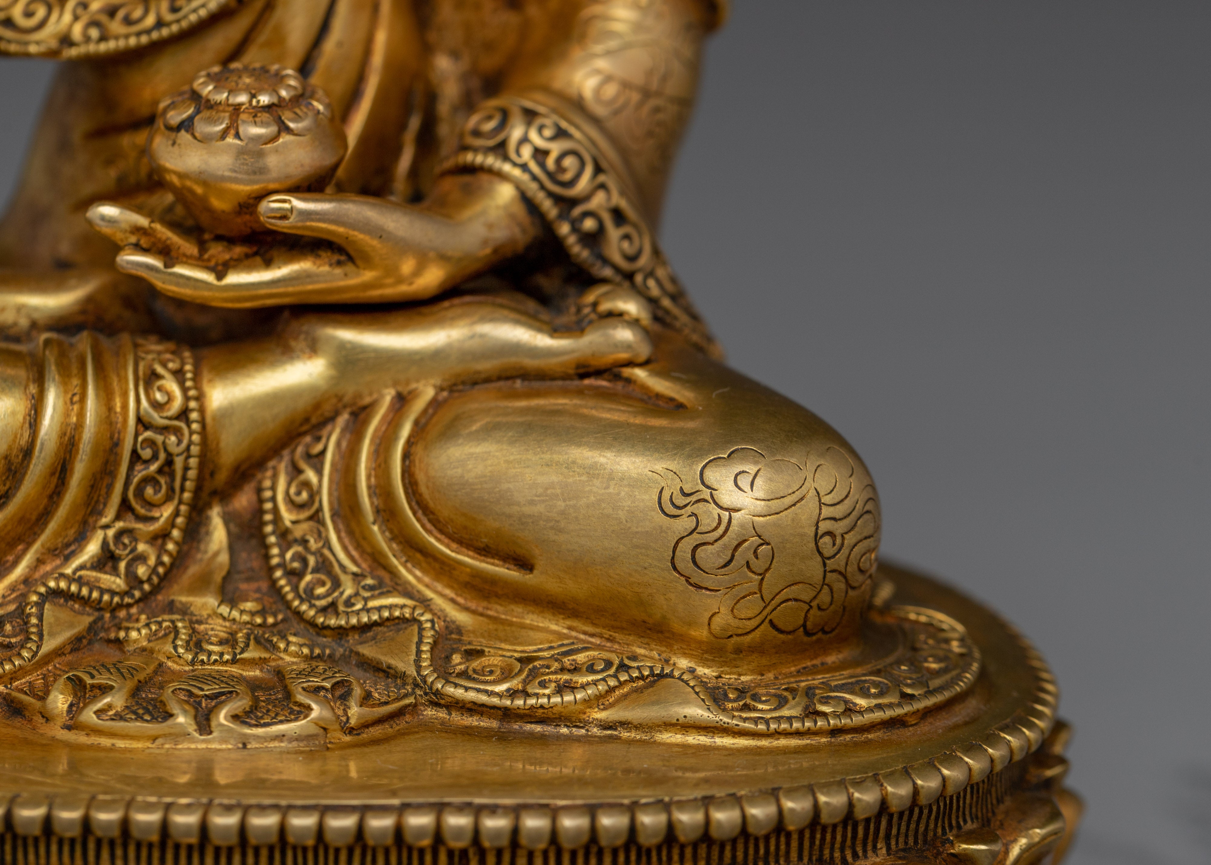Peaceful Golden Shakyamuni Buddha Art | Himalayan Sculpture