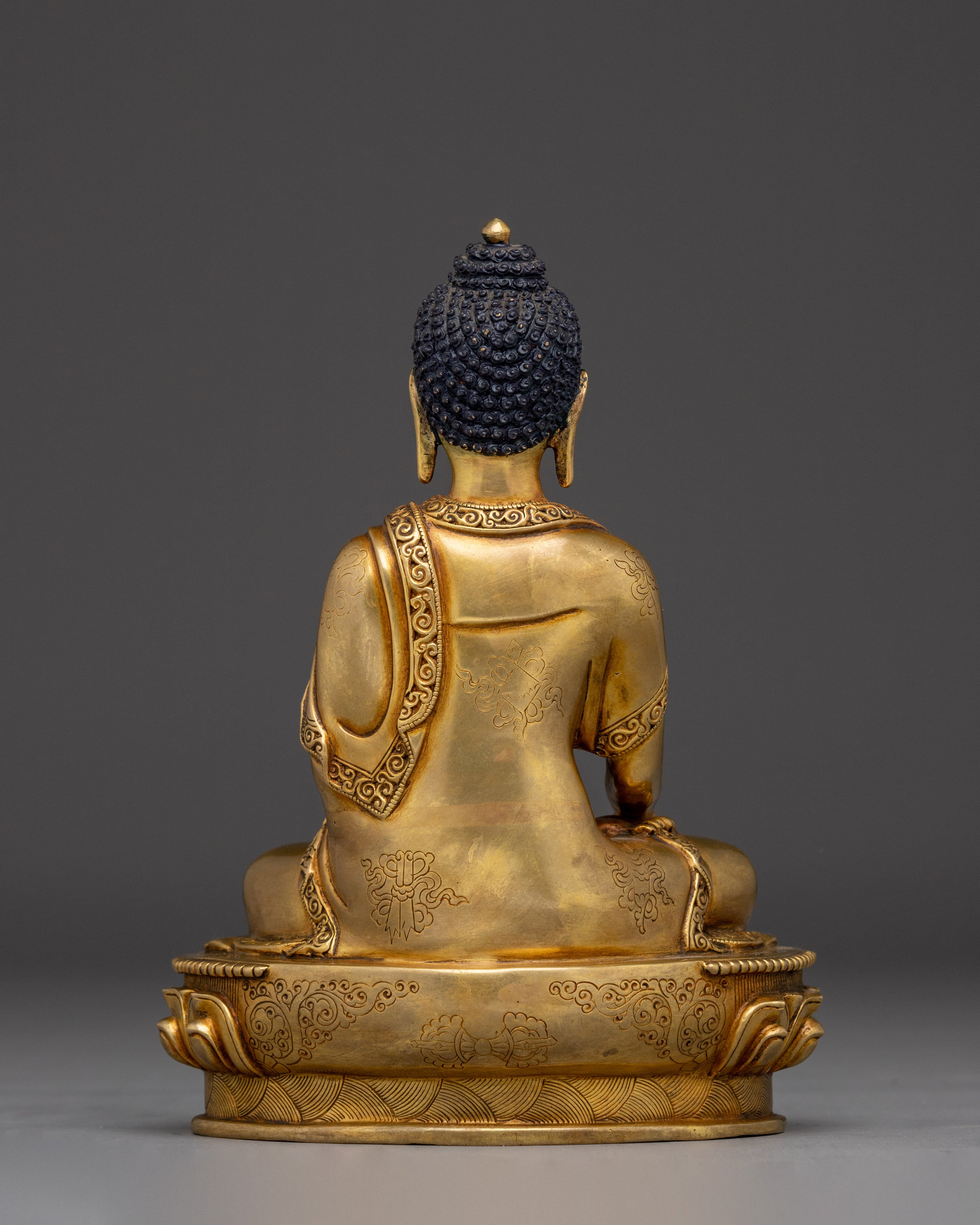 Peaceful Golden Shakyamuni Buddha Art | Himalayan Sculpture