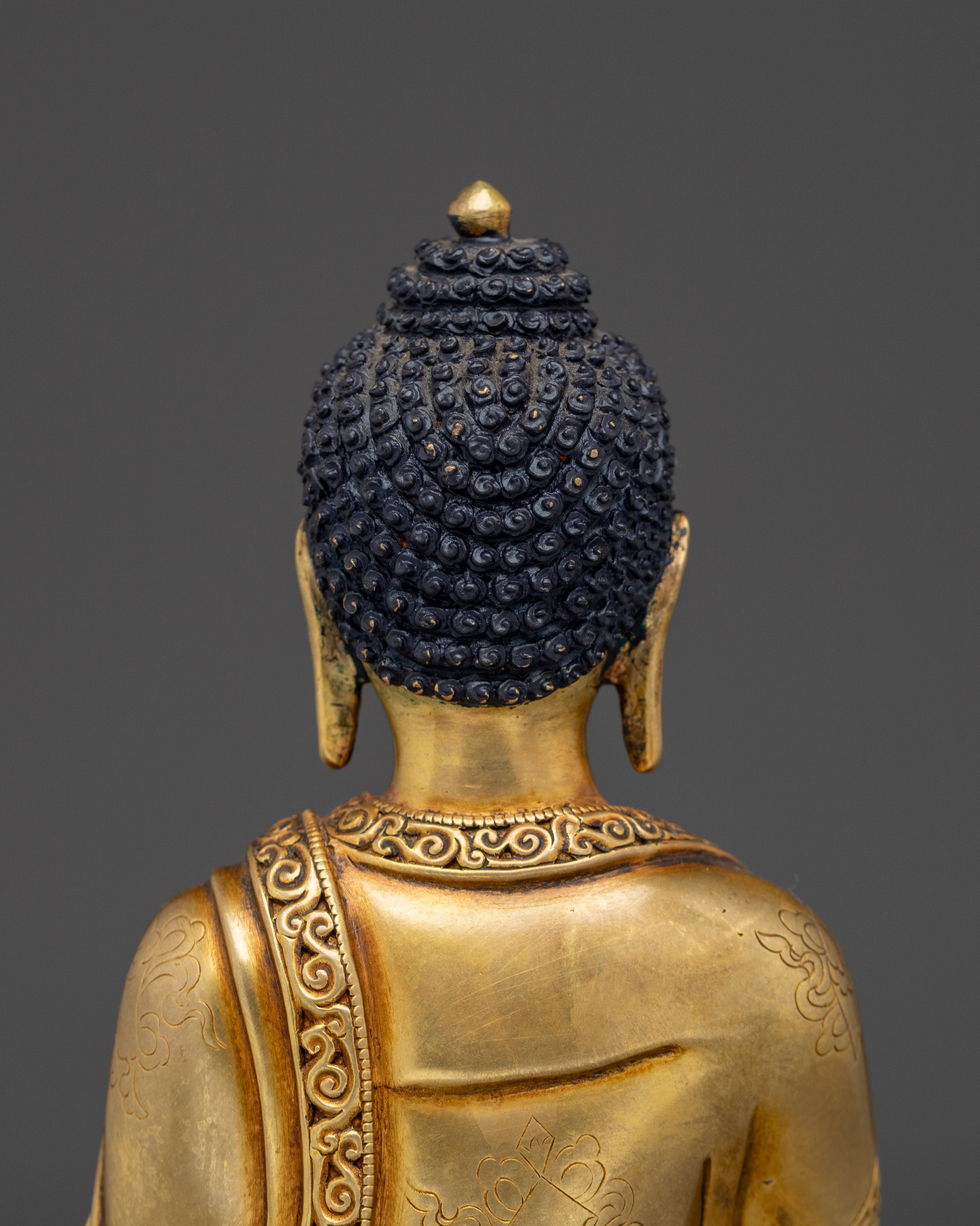 Peaceful Golden Shakyamuni Buddha Art | Himalayan Sculpture