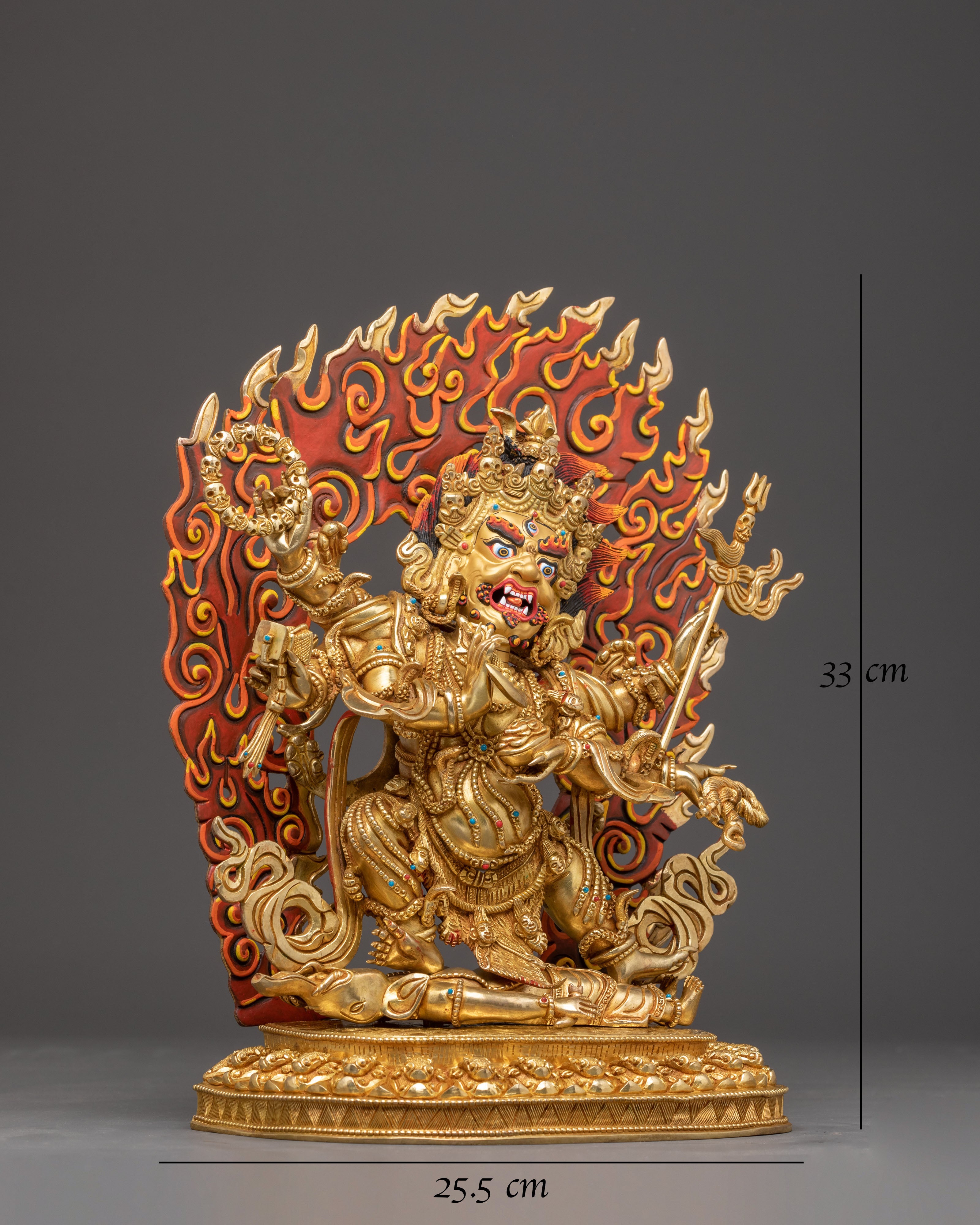 Handcrafted Six-Armed Mahakala Sculpture for Meditation