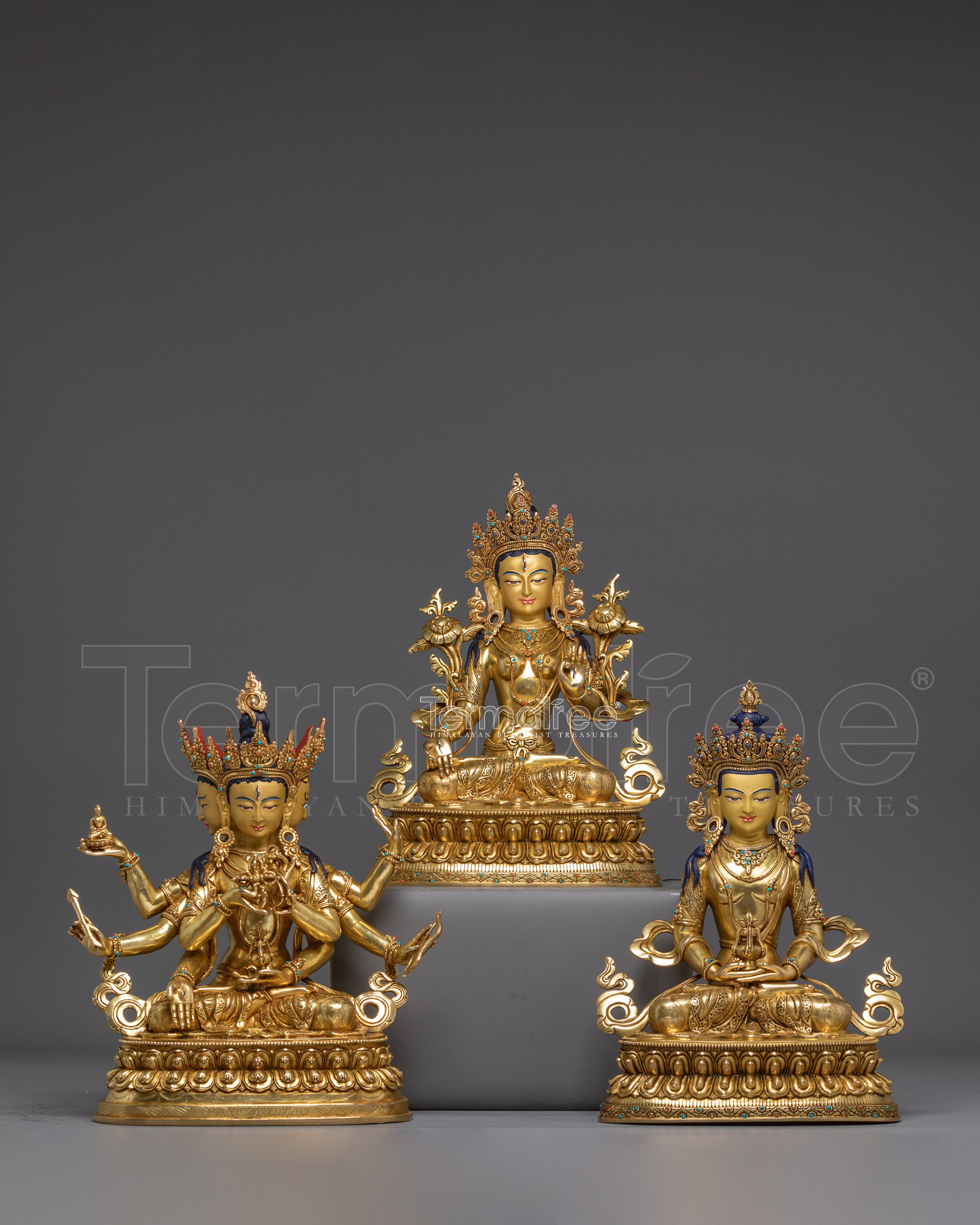 Three Life Long Deities Sacred Statue Set | Home Decor