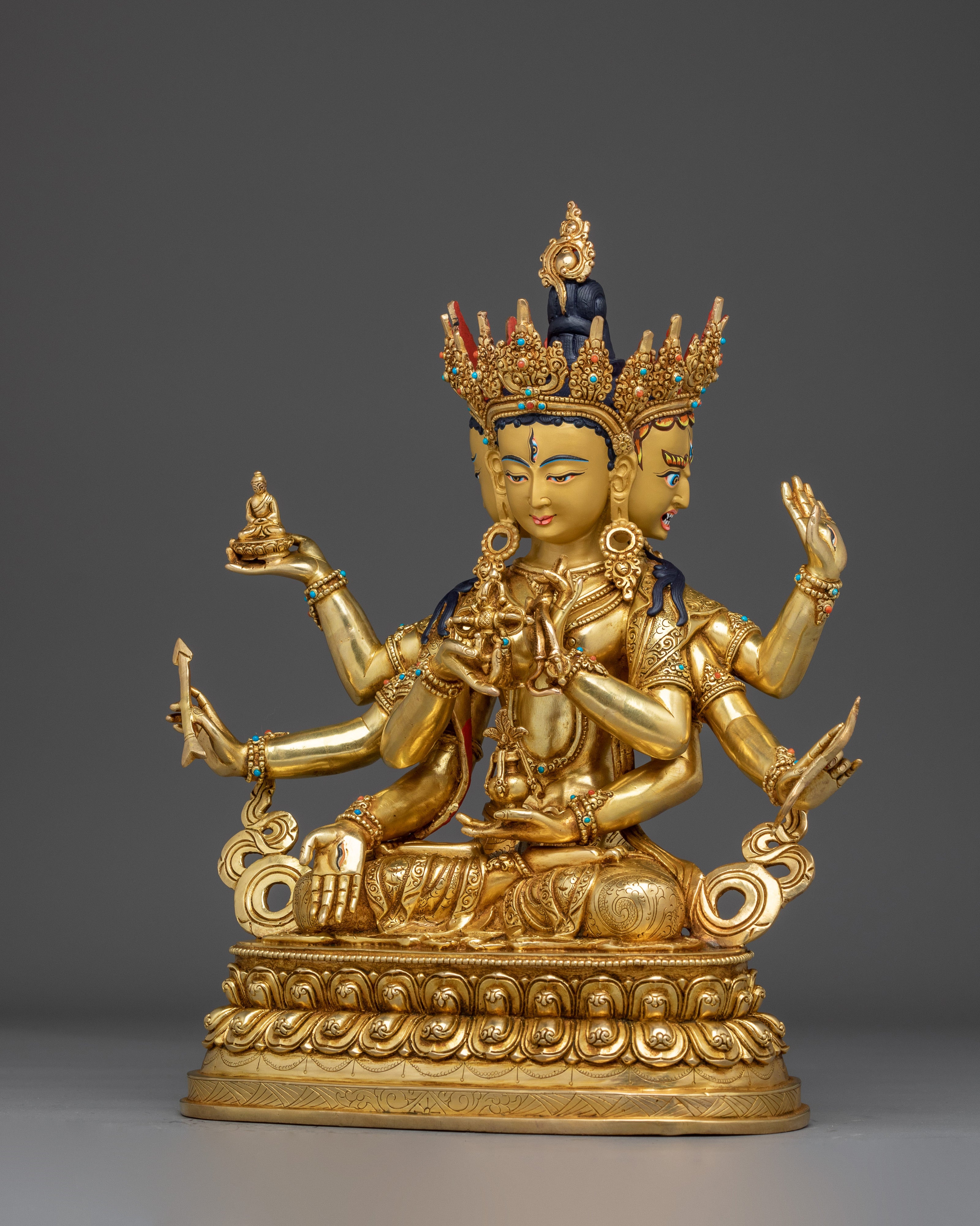 Longevity Goddess Namgyalma Golden Statue | Ushnishavijaya Artwork