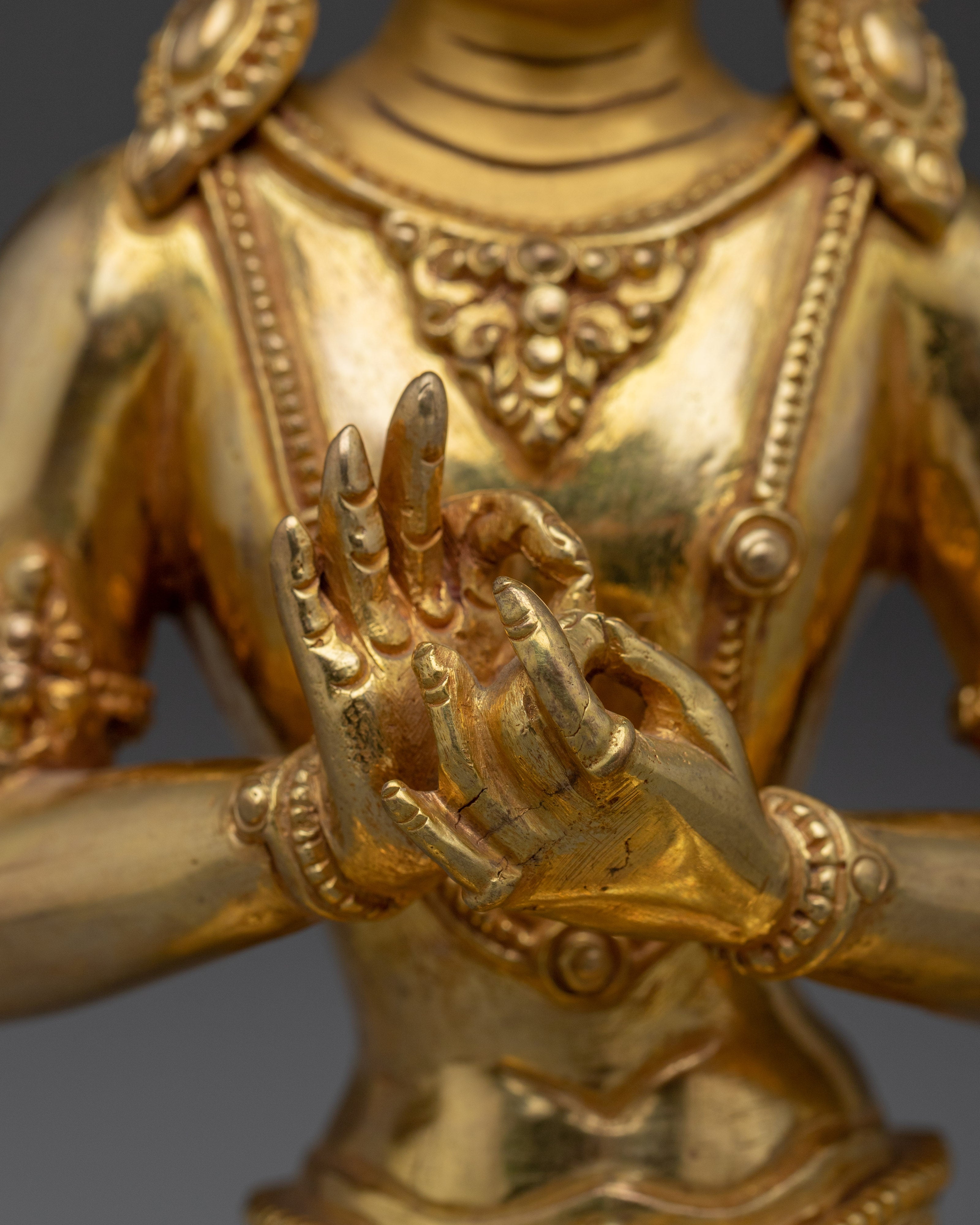 Golden Cosmic Buddha Vairocana Statue |  Buddhist Spiritual Artwork