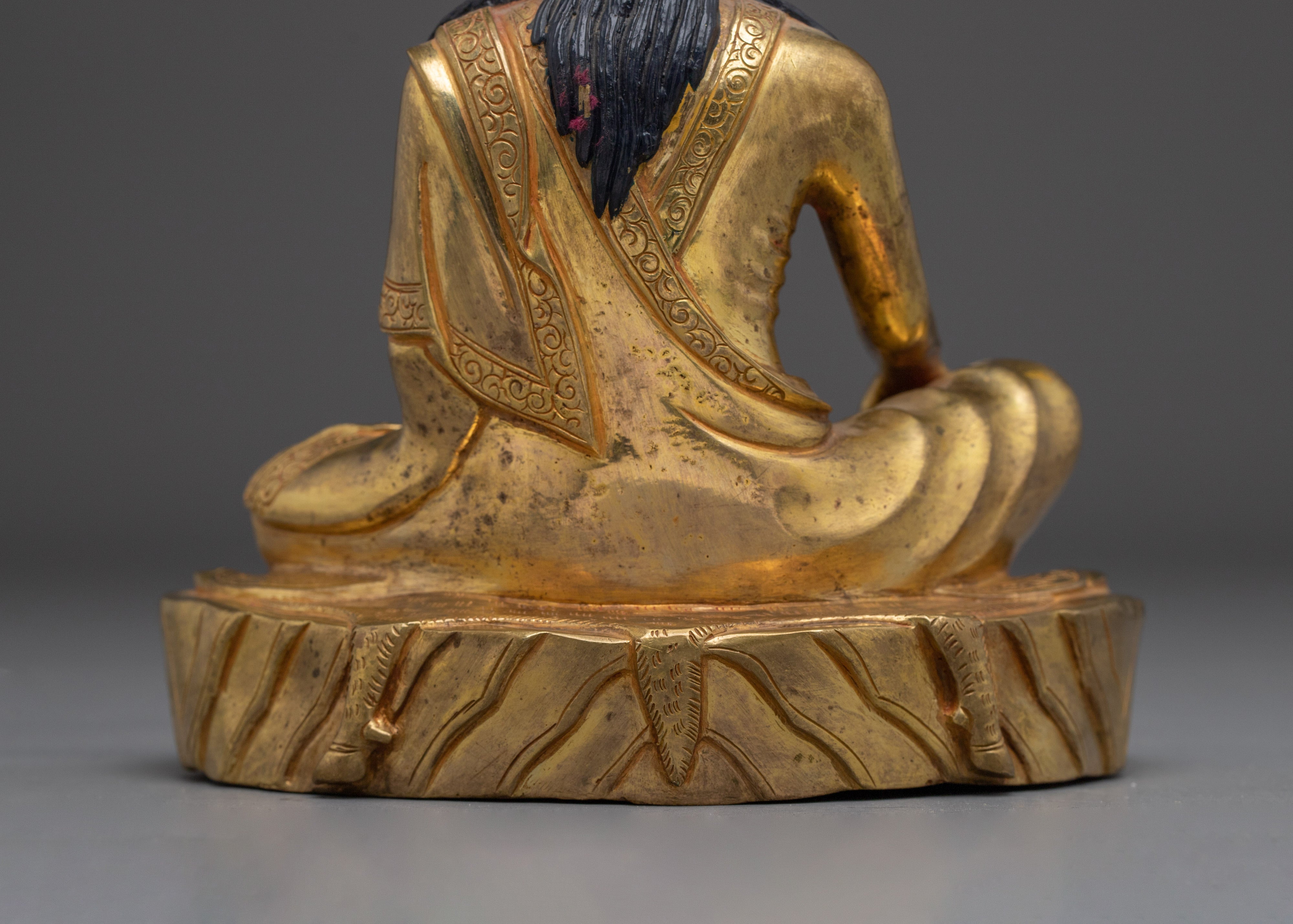 Buddhist Spiritual Icon Milarepa Statue | 24K Gold Gilded Decor