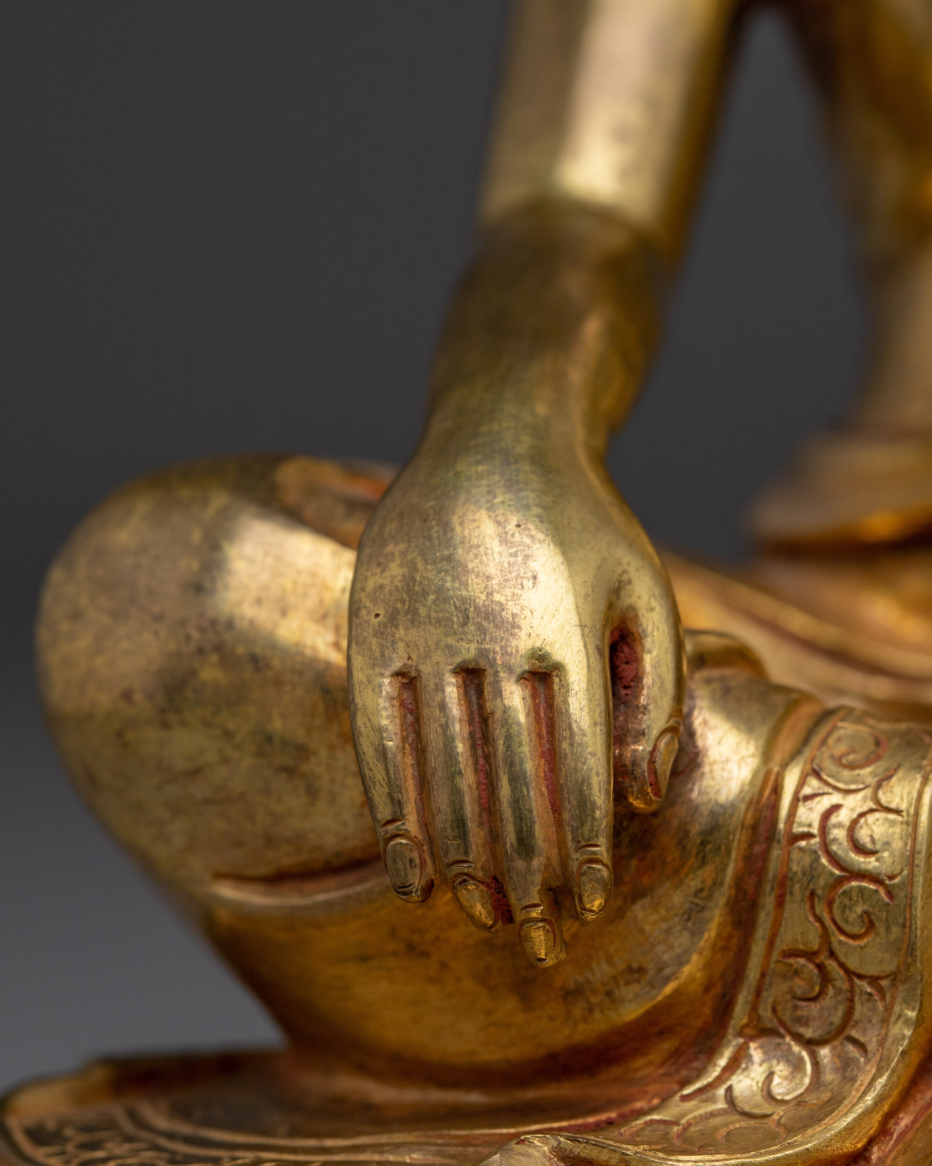 Buddhist Spiritual Icon Milarepa Statue | 24K Gold Gilded Decor