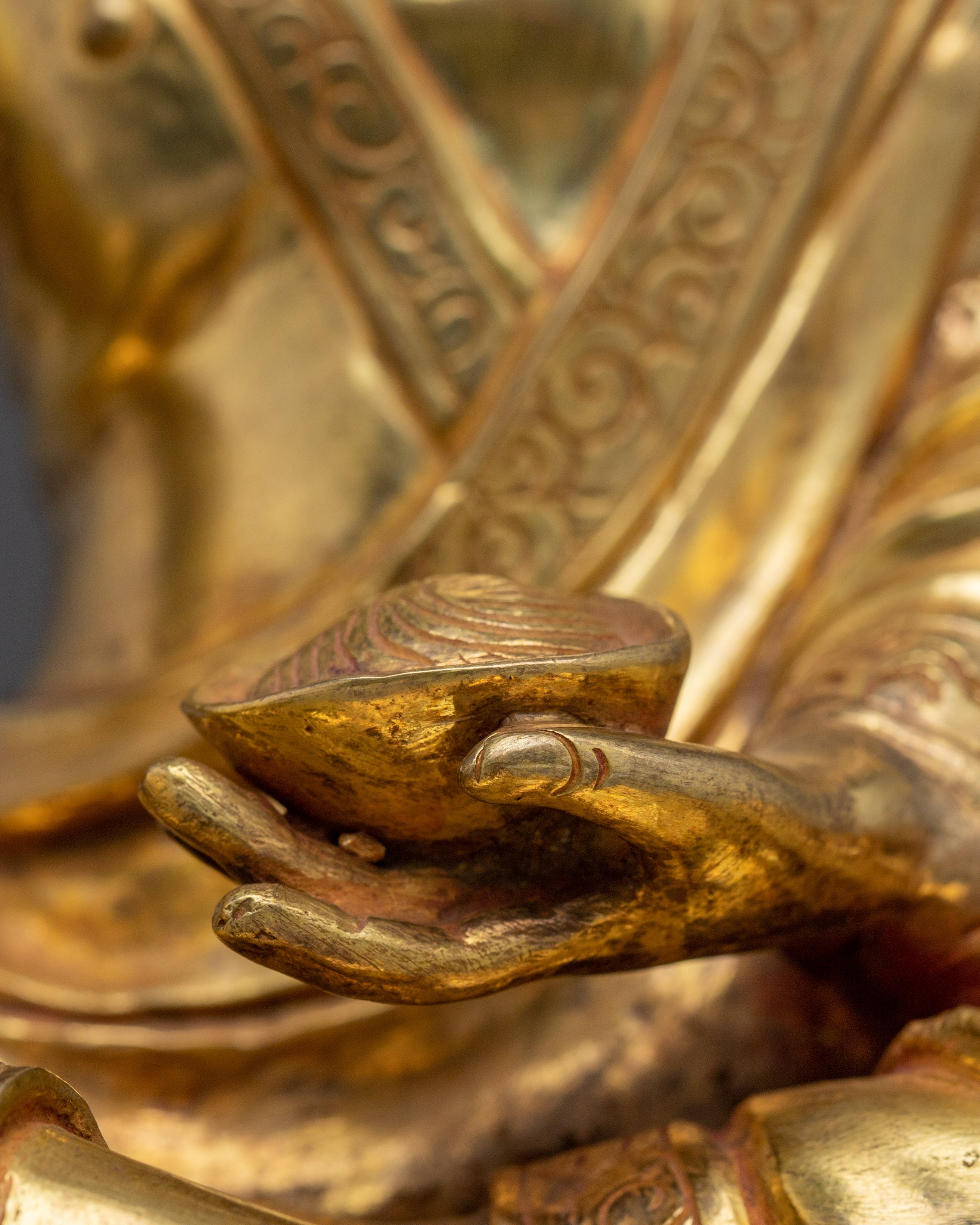 Buddhist Spiritual Icon Milarepa Statue | 24K Gold Gilded Decor