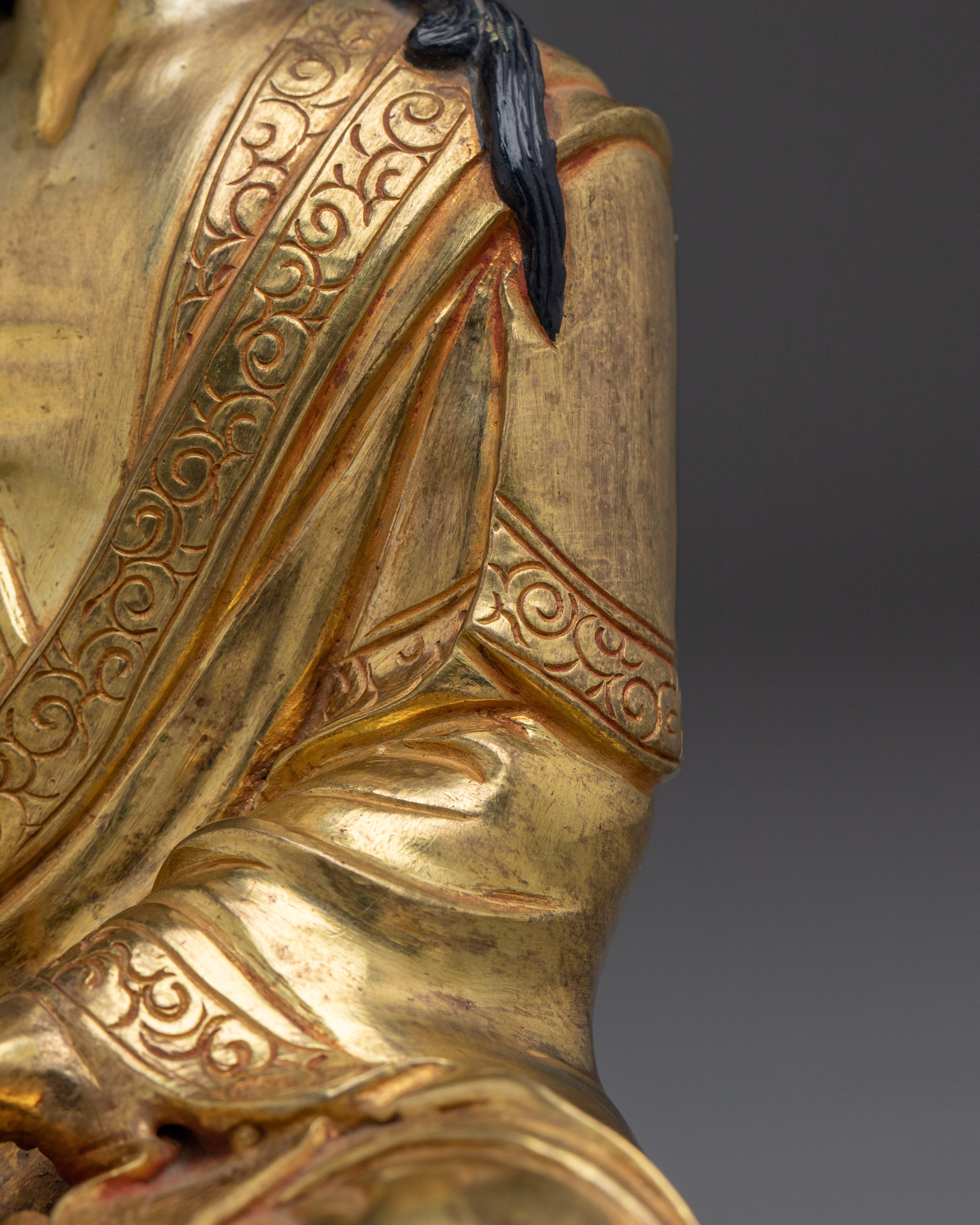 Buddhist Spiritual Icon Milarepa Statue | 24K Gold Gilded Decor