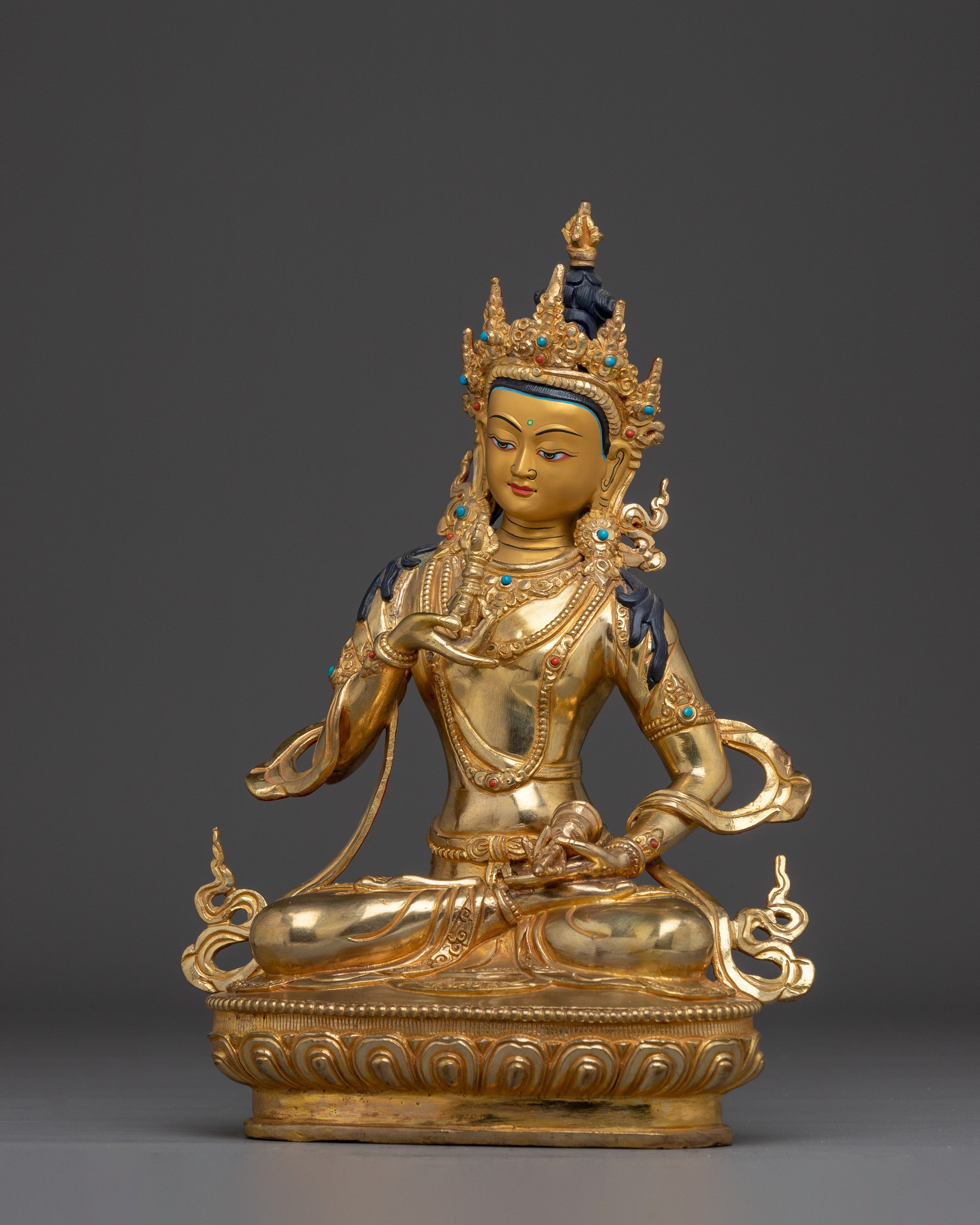 Tibetan Handcrafted Gold Gilded Vajrasattva Buddhist Sculpture for Meditation