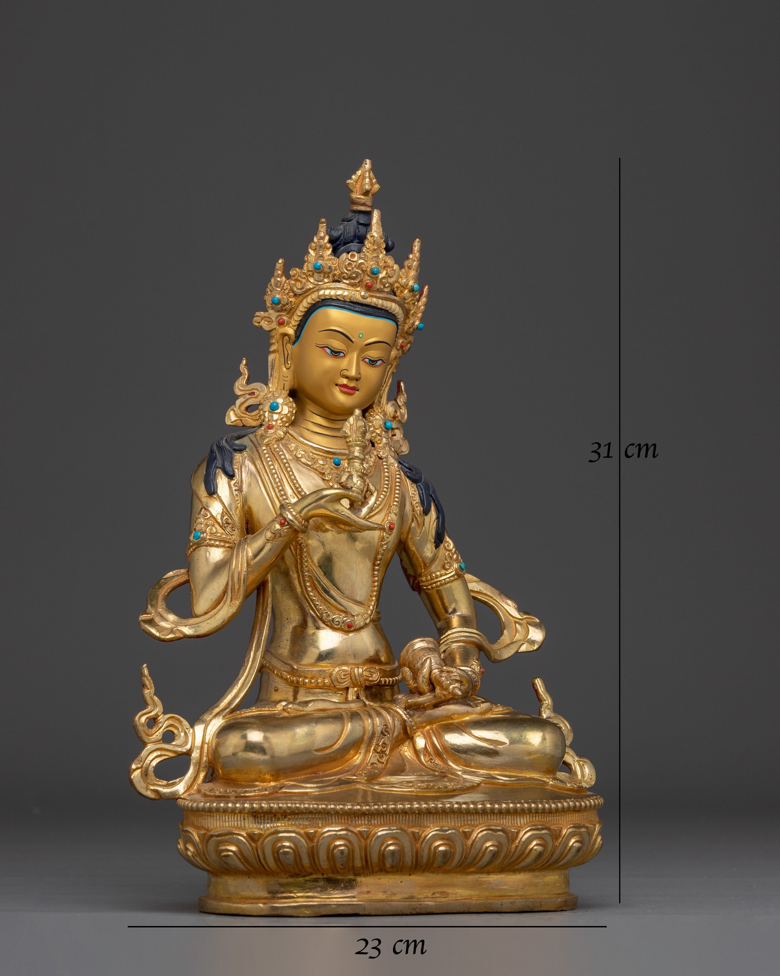Handcrafted Gold Gilded Vajrasattva Buddhist Sculpture for Meditation
